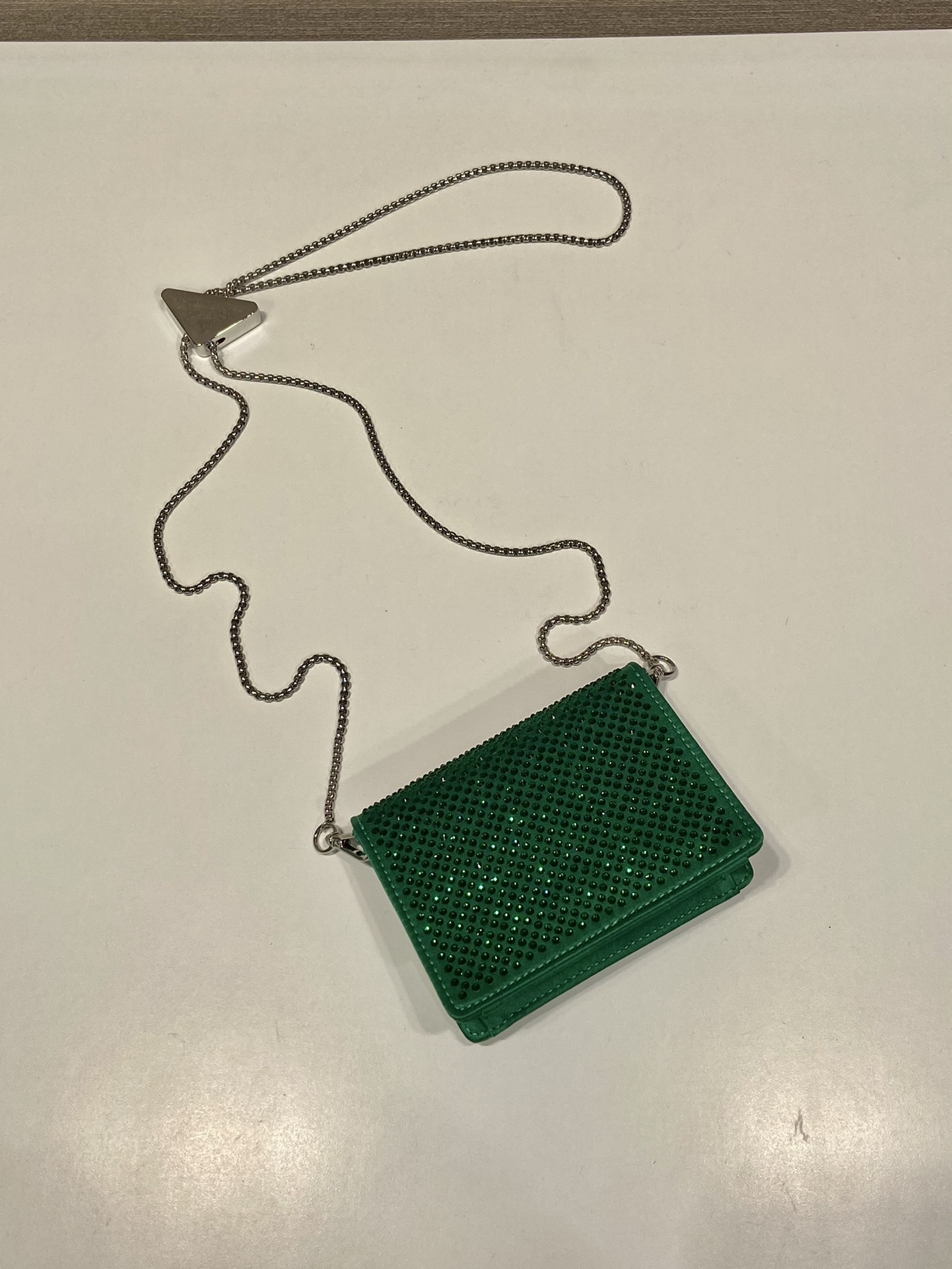 Pra*a cardholder with shoulder strap and crystals