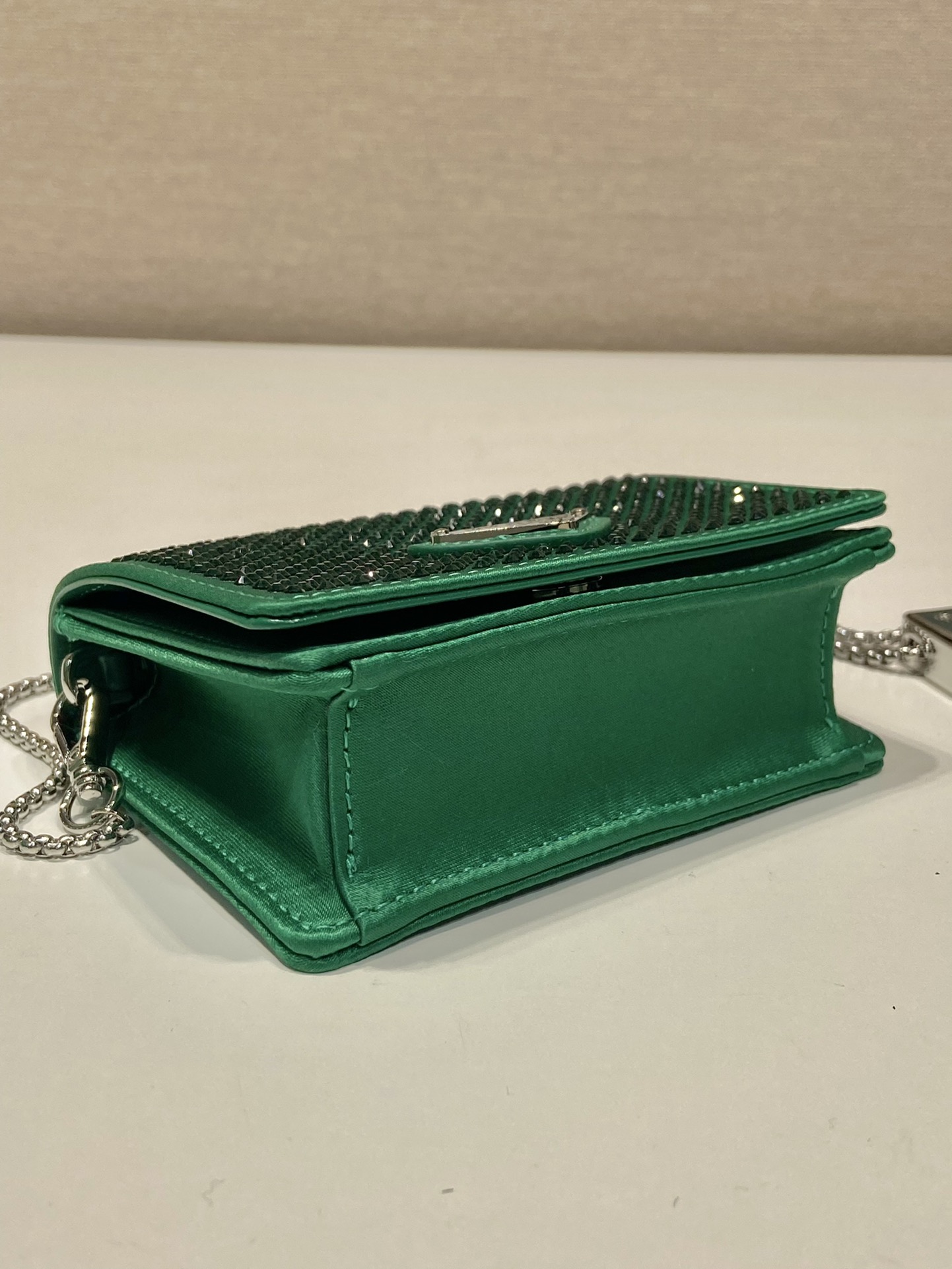 Pra*a cardholder with shoulder strap and crystals