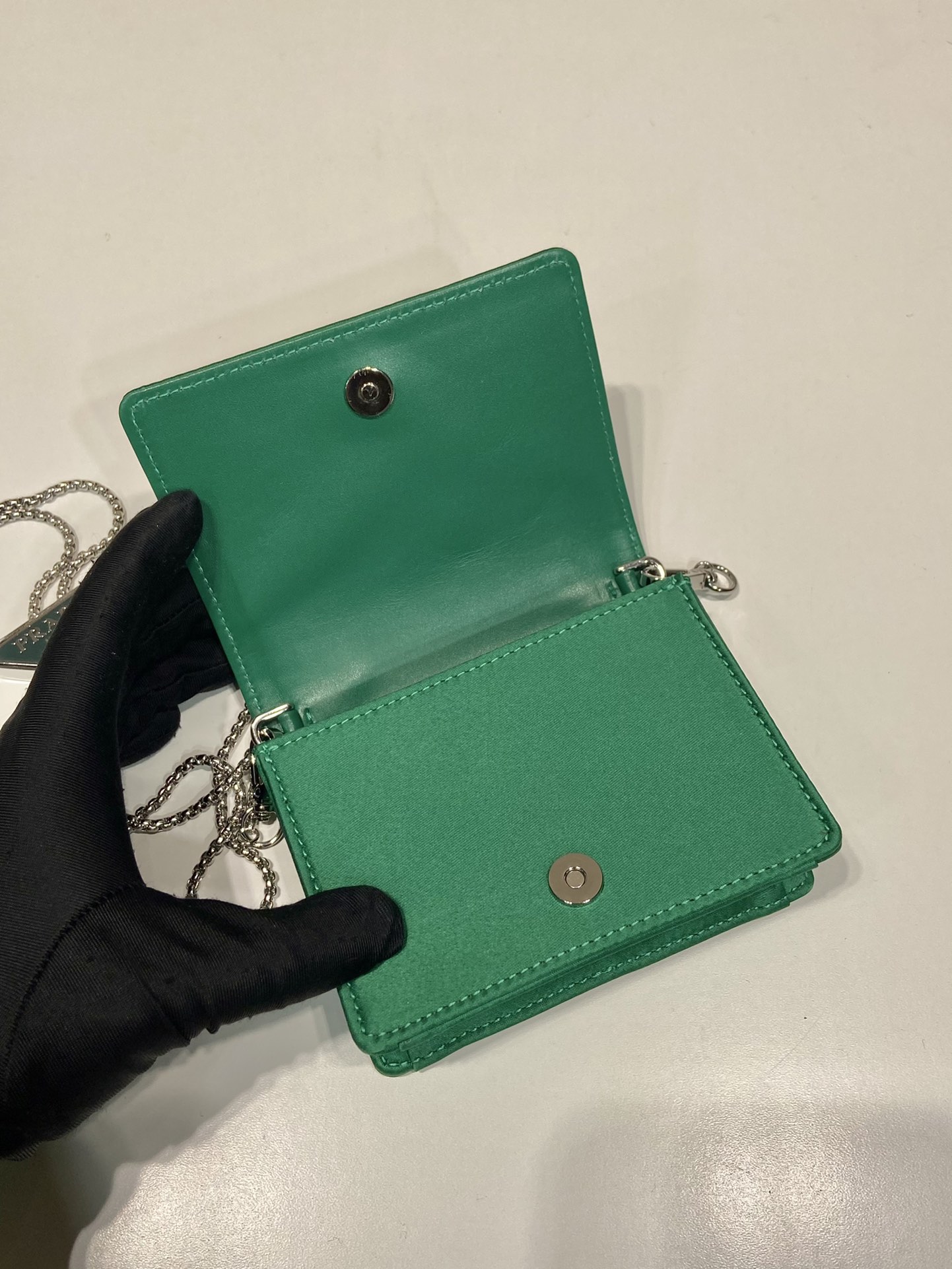 Pra*a cardholder with shoulder strap and crystals