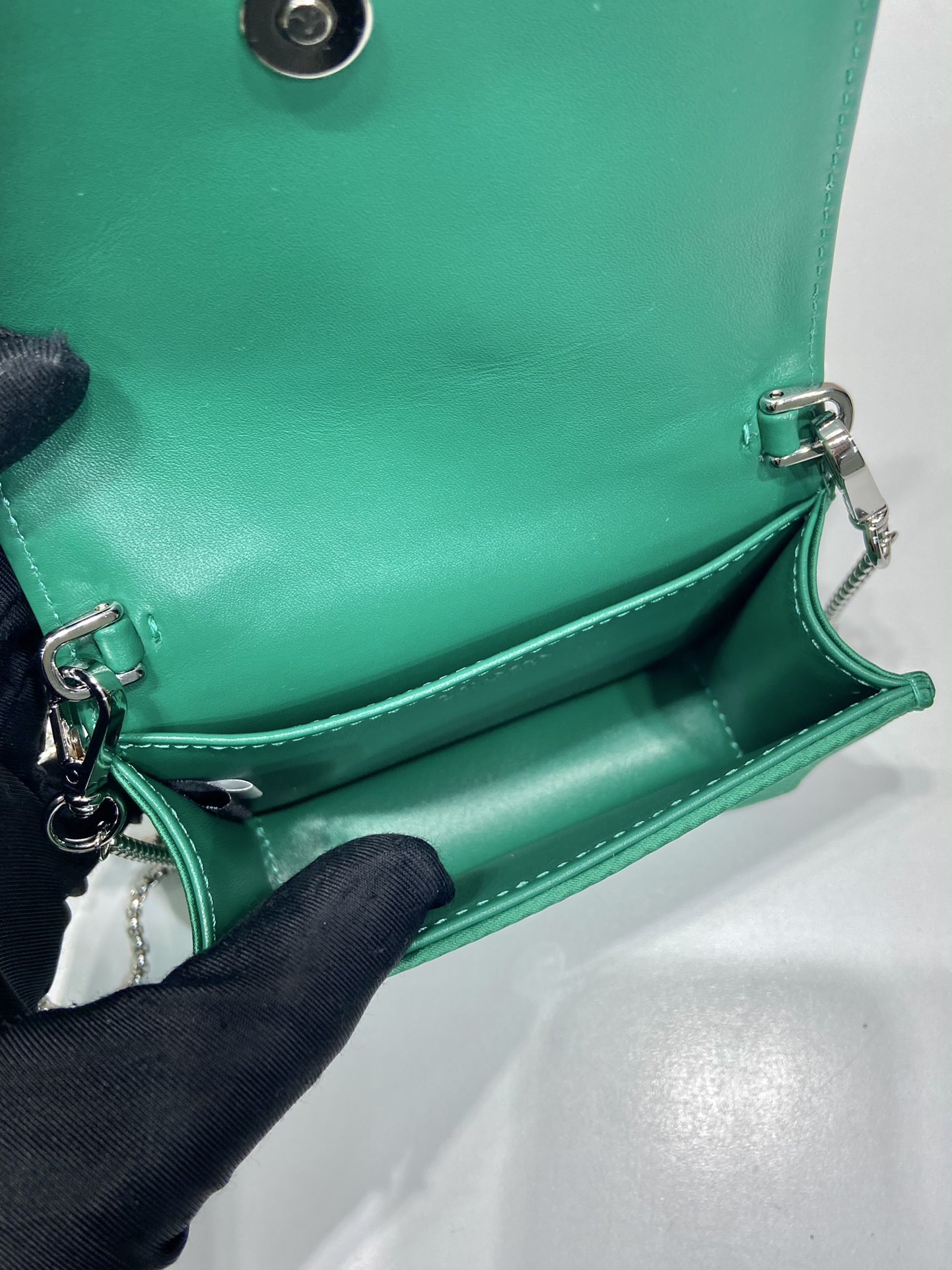 Pra*a cardholder with shoulder strap and crystals