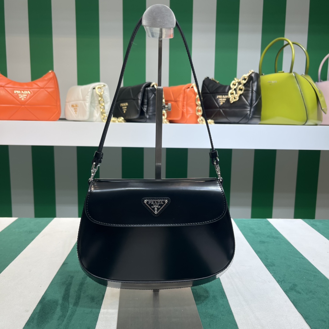 Pra*a cleo brushed leather shoulder bag with flap