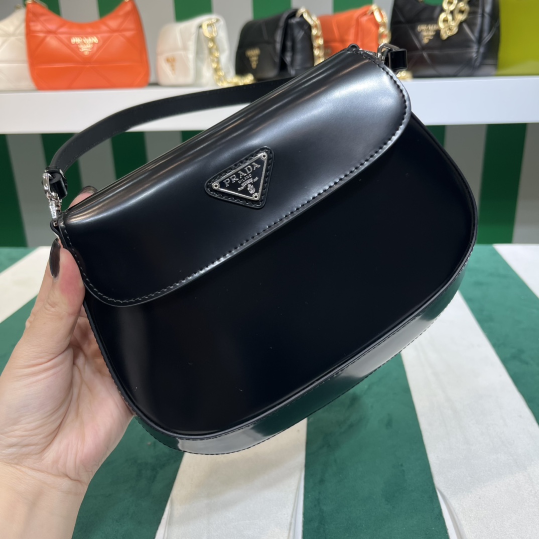 Pra*a cleo brushed leather shoulder bag with flap
