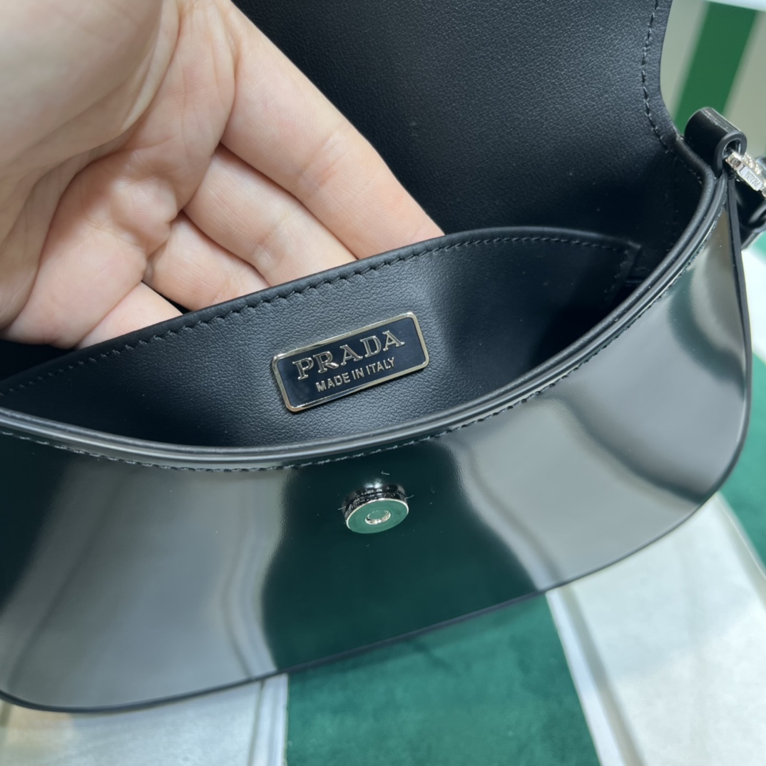 Pra*a cleo brushed leather shoulder bag with flap
