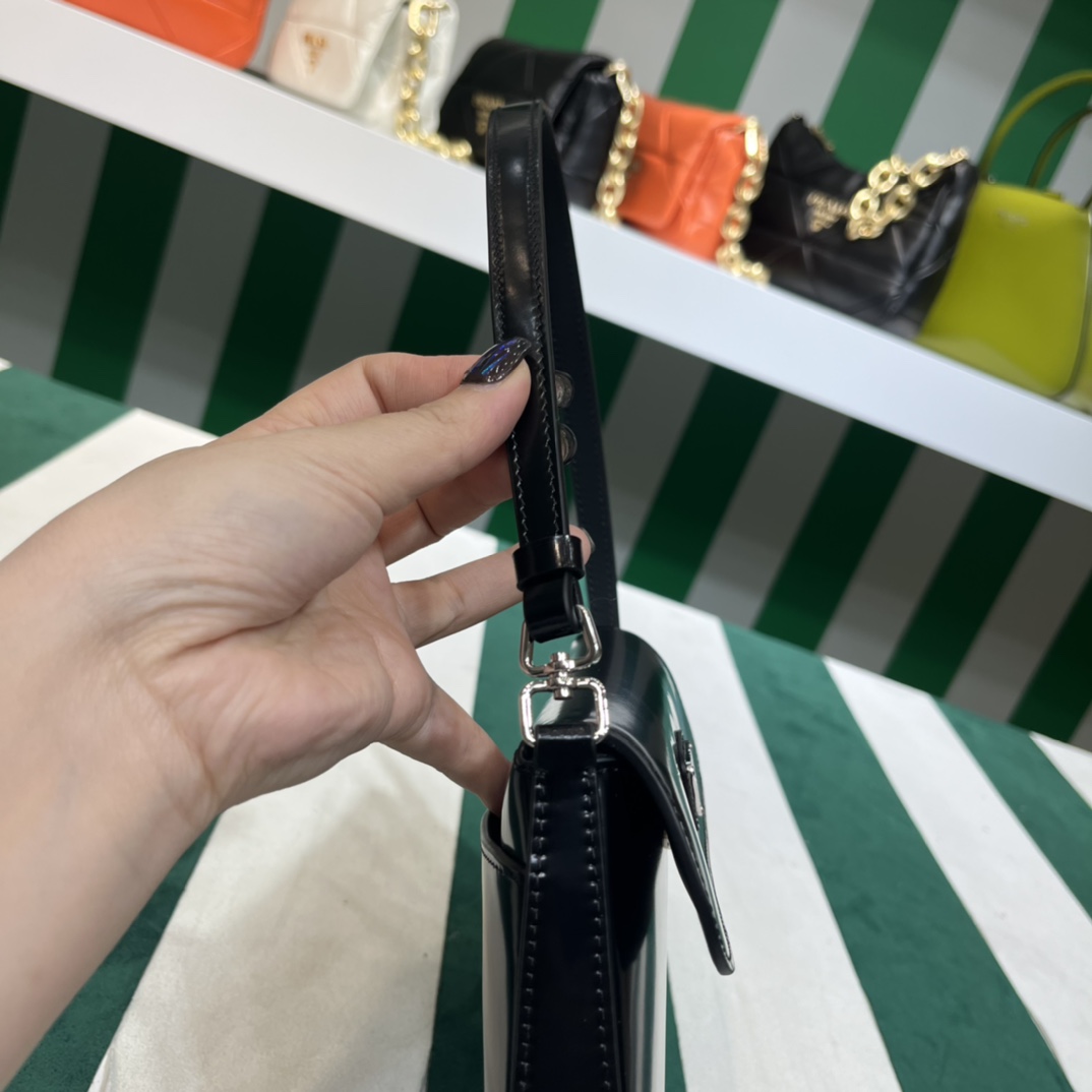 Pra*a cleo brushed leather shoulder bag with flap