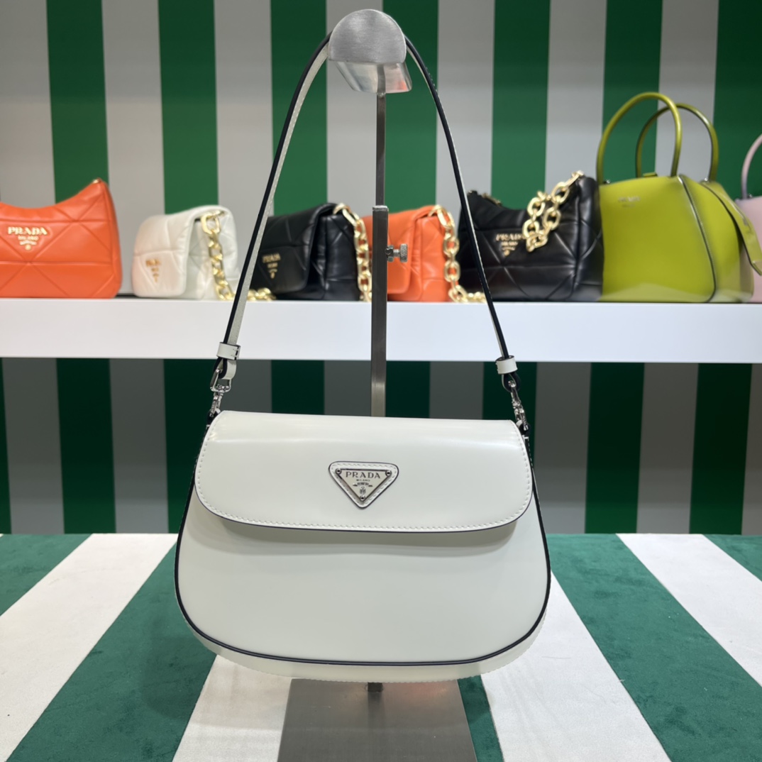 Pra*a cleo brushed leather shoulder bag with flap
