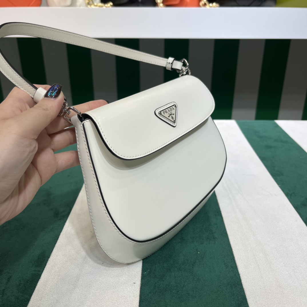 Pra*a cleo brushed leather shoulder bag with flap