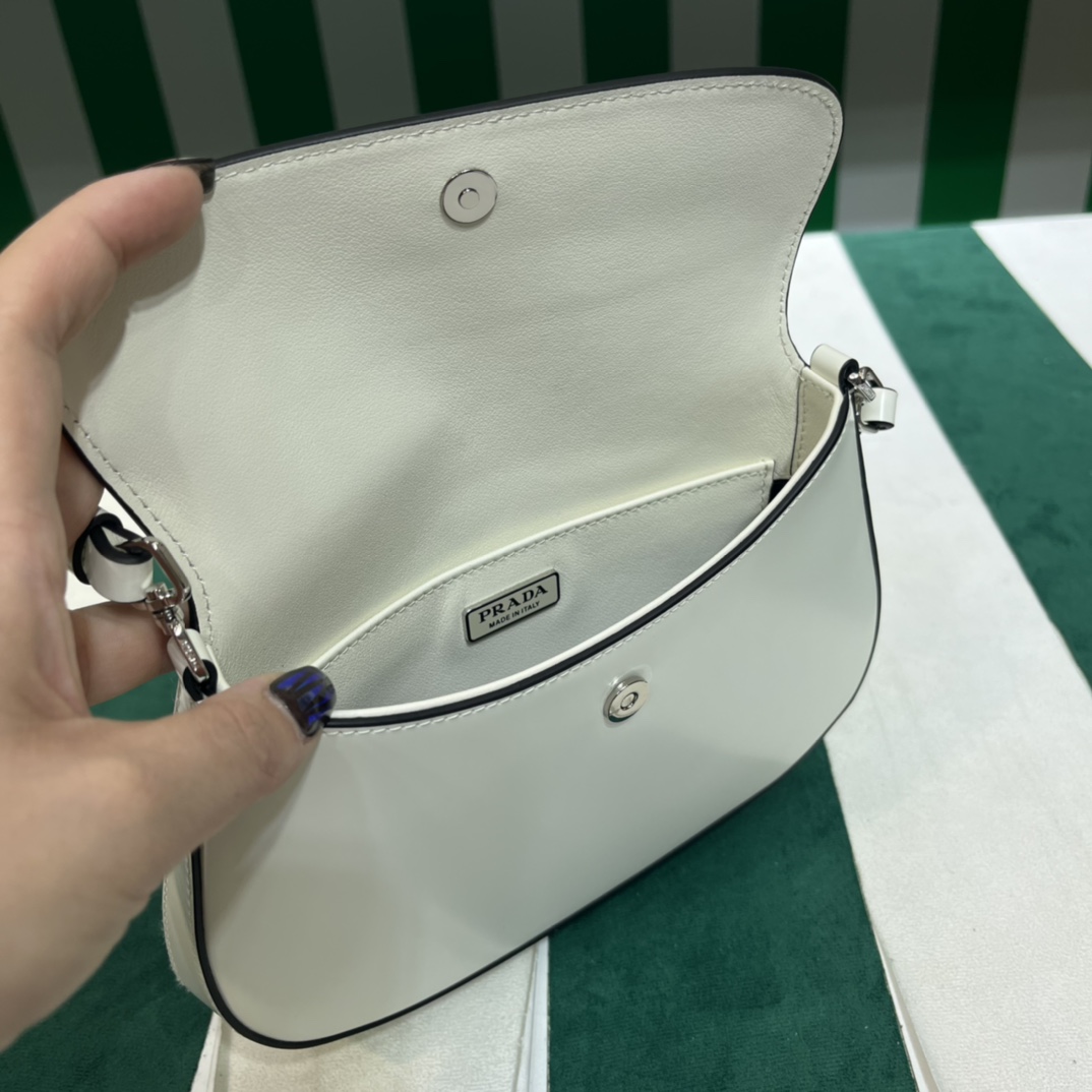 Pra*a cleo brushed leather shoulder bag with flap
