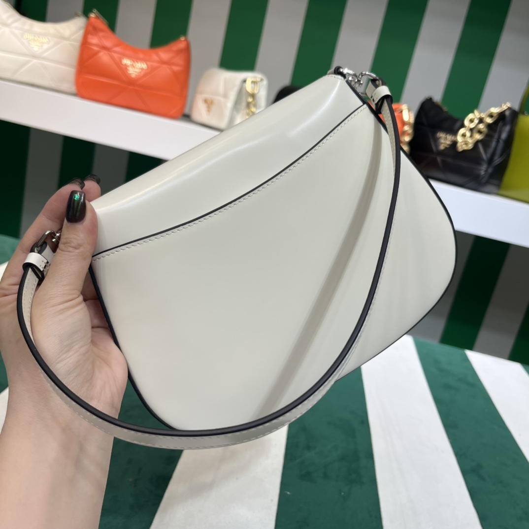 Pra*a cleo brushed leather shoulder bag with flap