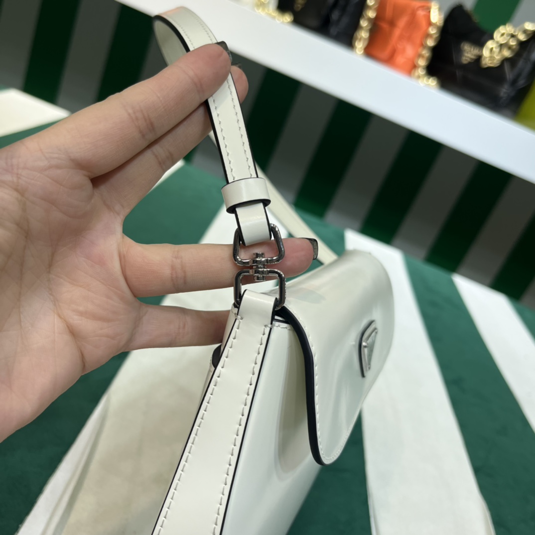 Pra*a cleo brushed leather shoulder bag with flap