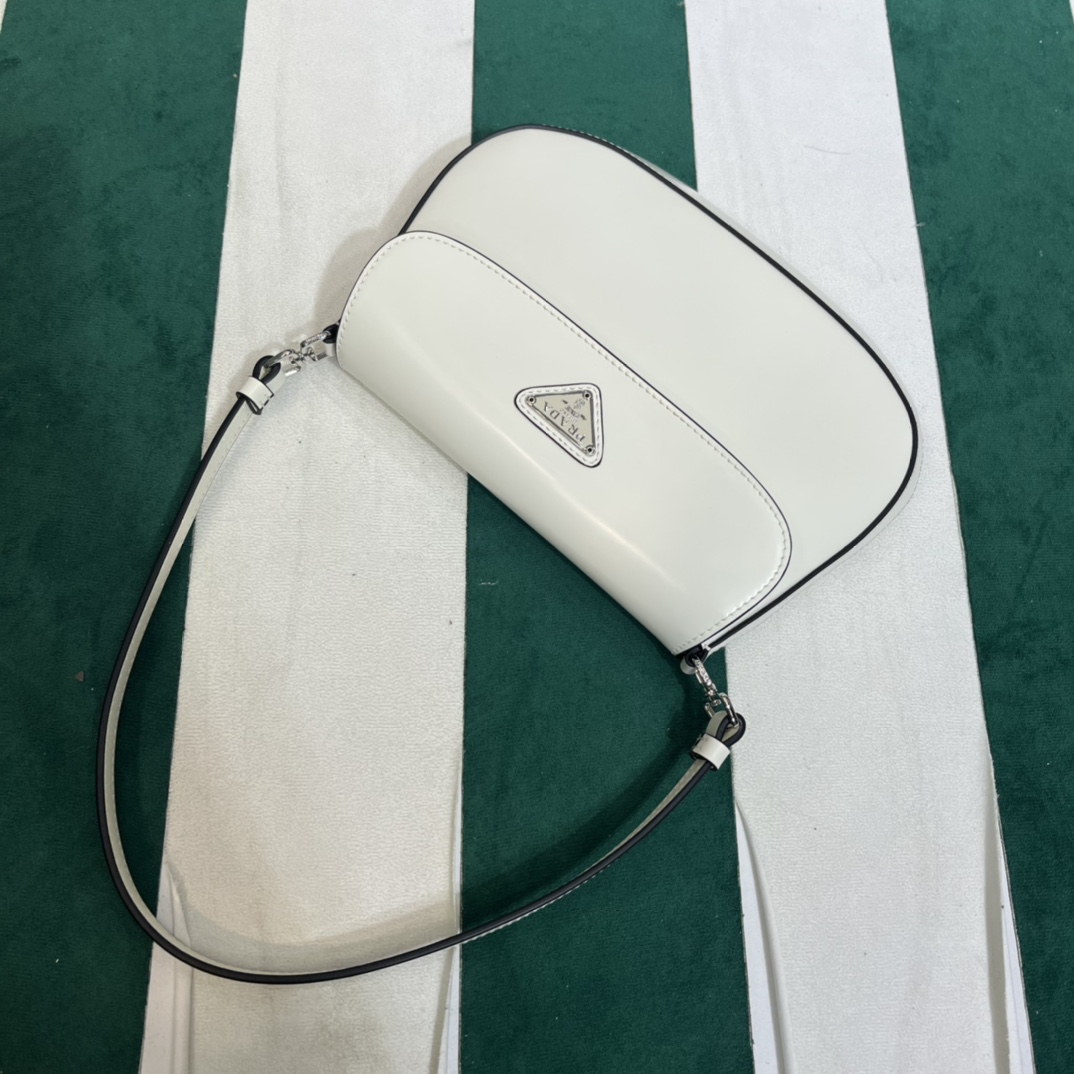 Pra*a cleo brushed leather shoulder bag with flap