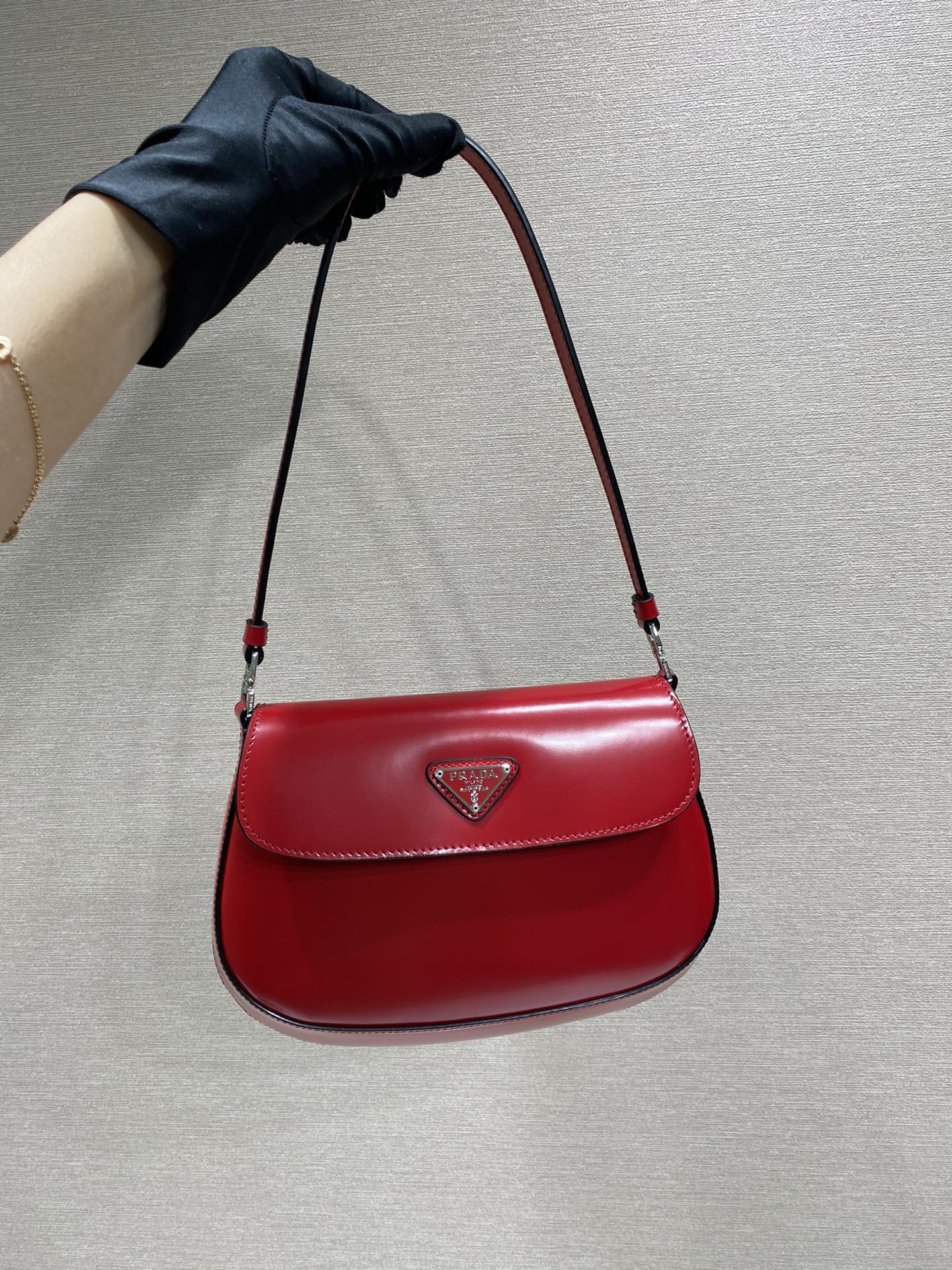 Pra*a cleo brushed leather shoulder bag with flap