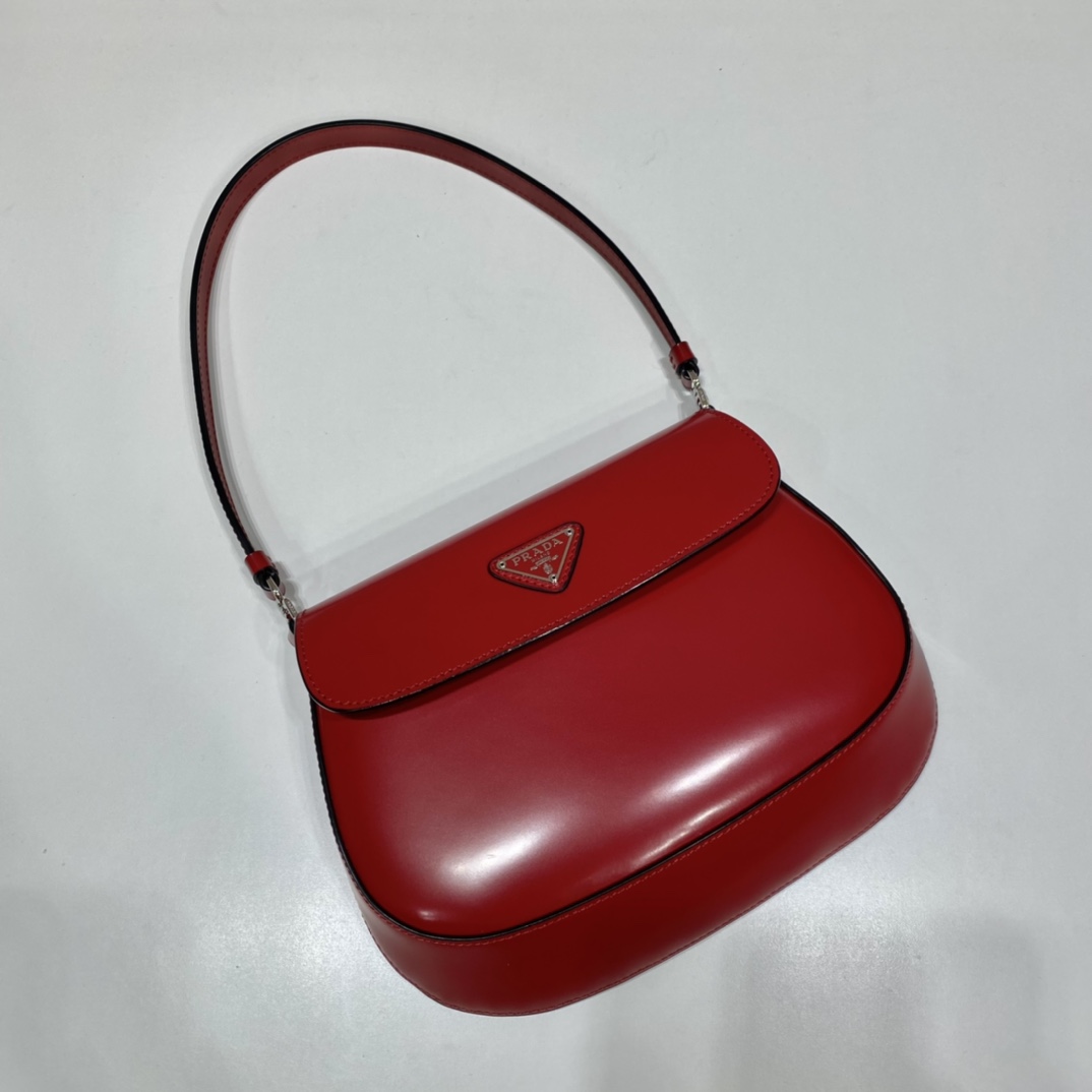 Pra*a cleo brushed leather shoulder bag with flap