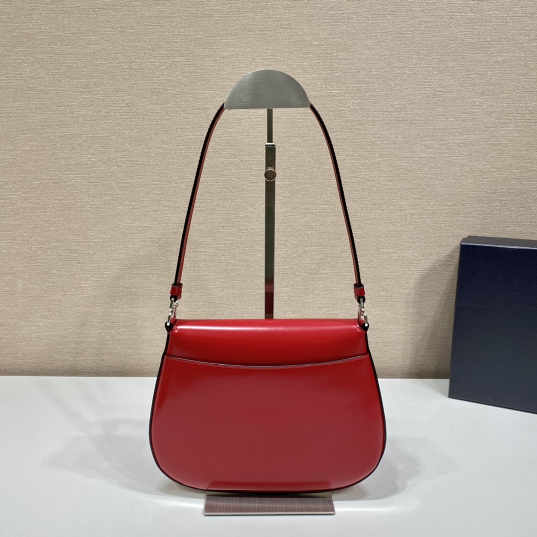 Pra*a cleo brushed leather shoulder bag with flap