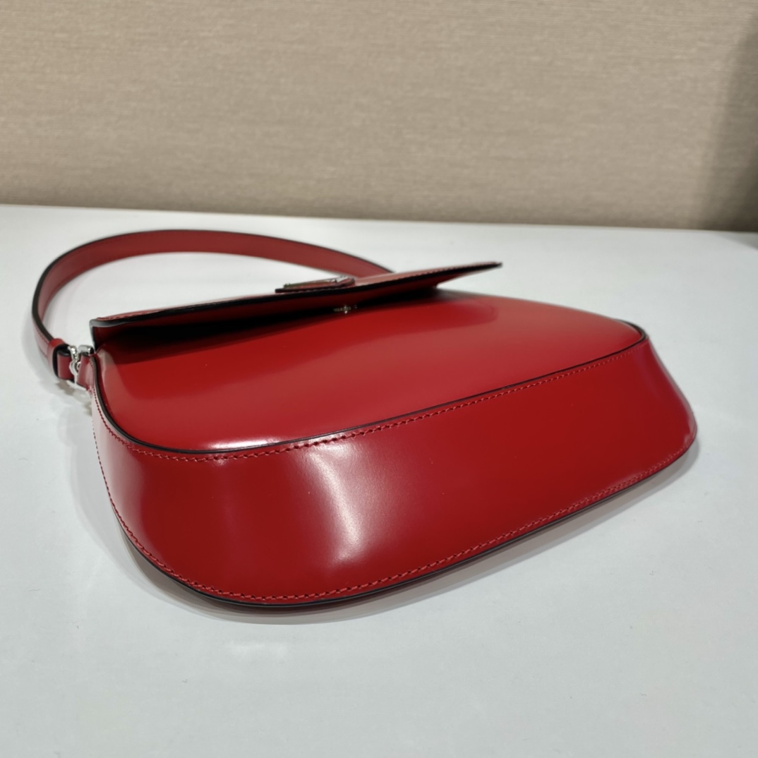 Pra*a cleo brushed leather shoulder bag with flap