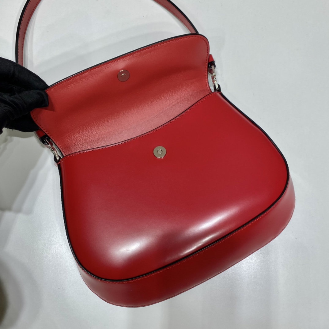 Pra*a cleo brushed leather shoulder bag with flap