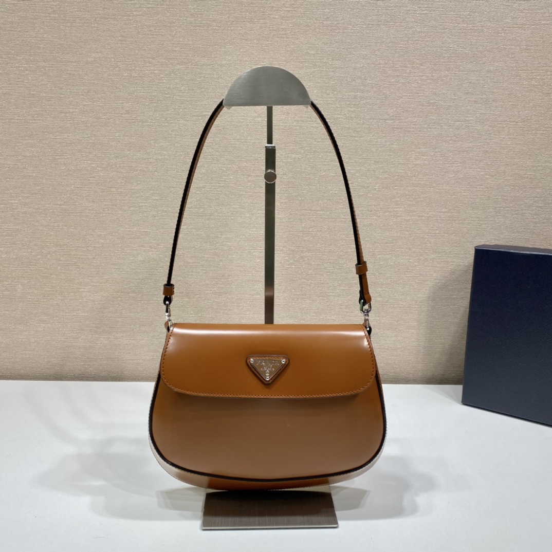 Pra*a cleo brushed leather shoulder bag with flap