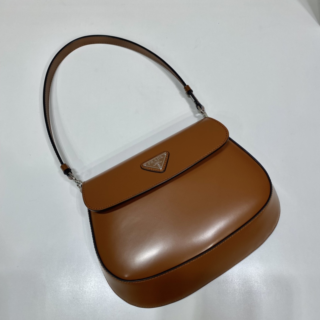 Pra*a cleo brushed leather shoulder bag with flap