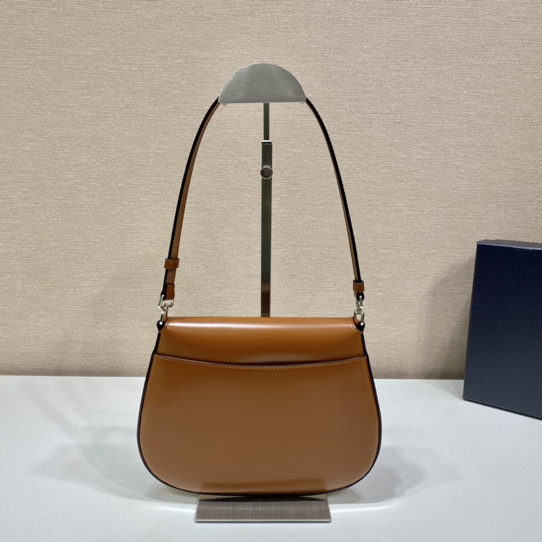 Pra*a cleo brushed leather shoulder bag with flap