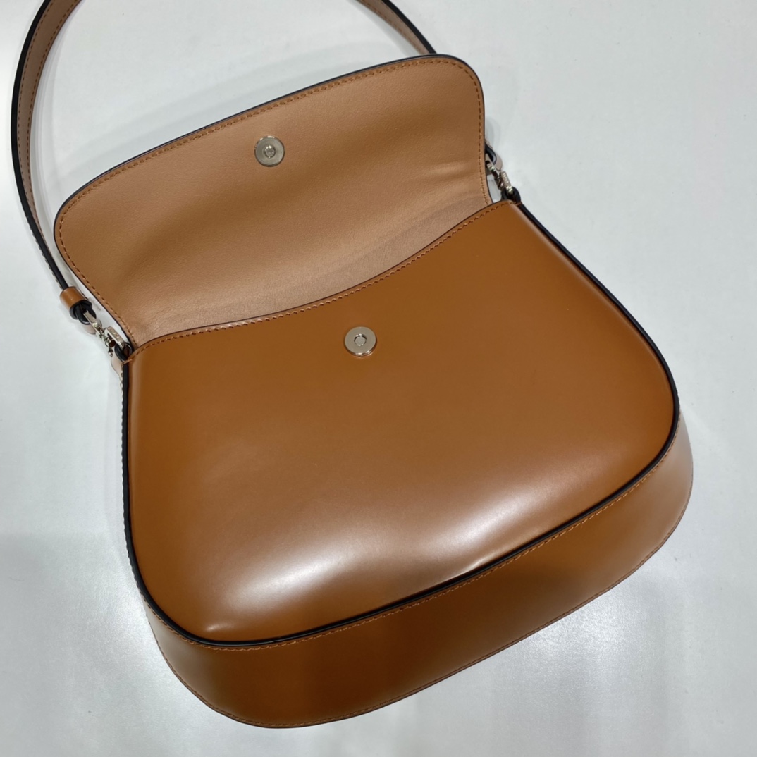 Pra*a cleo brushed leather shoulder bag with flap