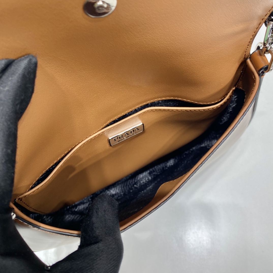 Pra*a cleo brushed leather shoulder bag with flap