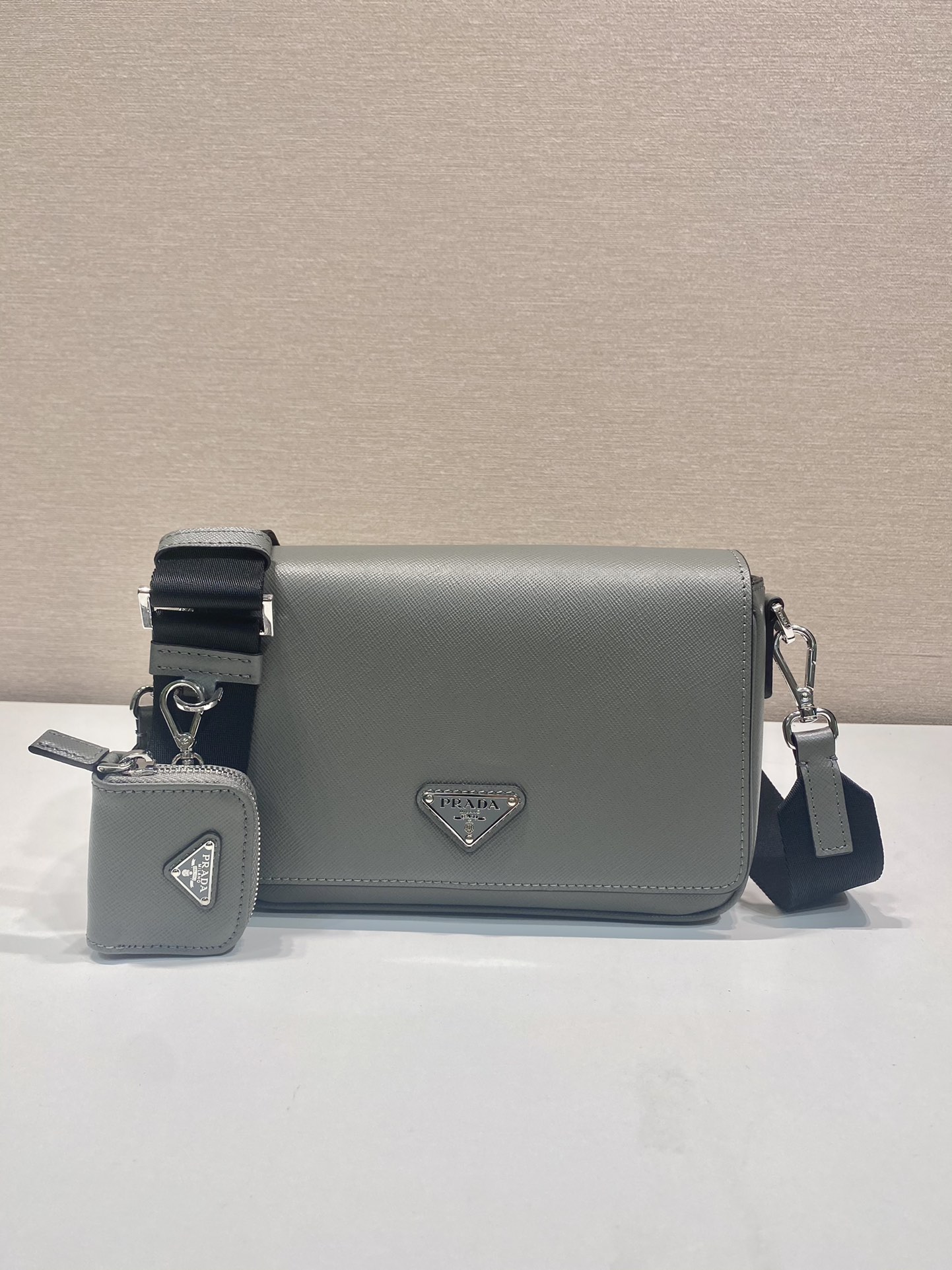 Pra*a saffiano leather shoulder bag