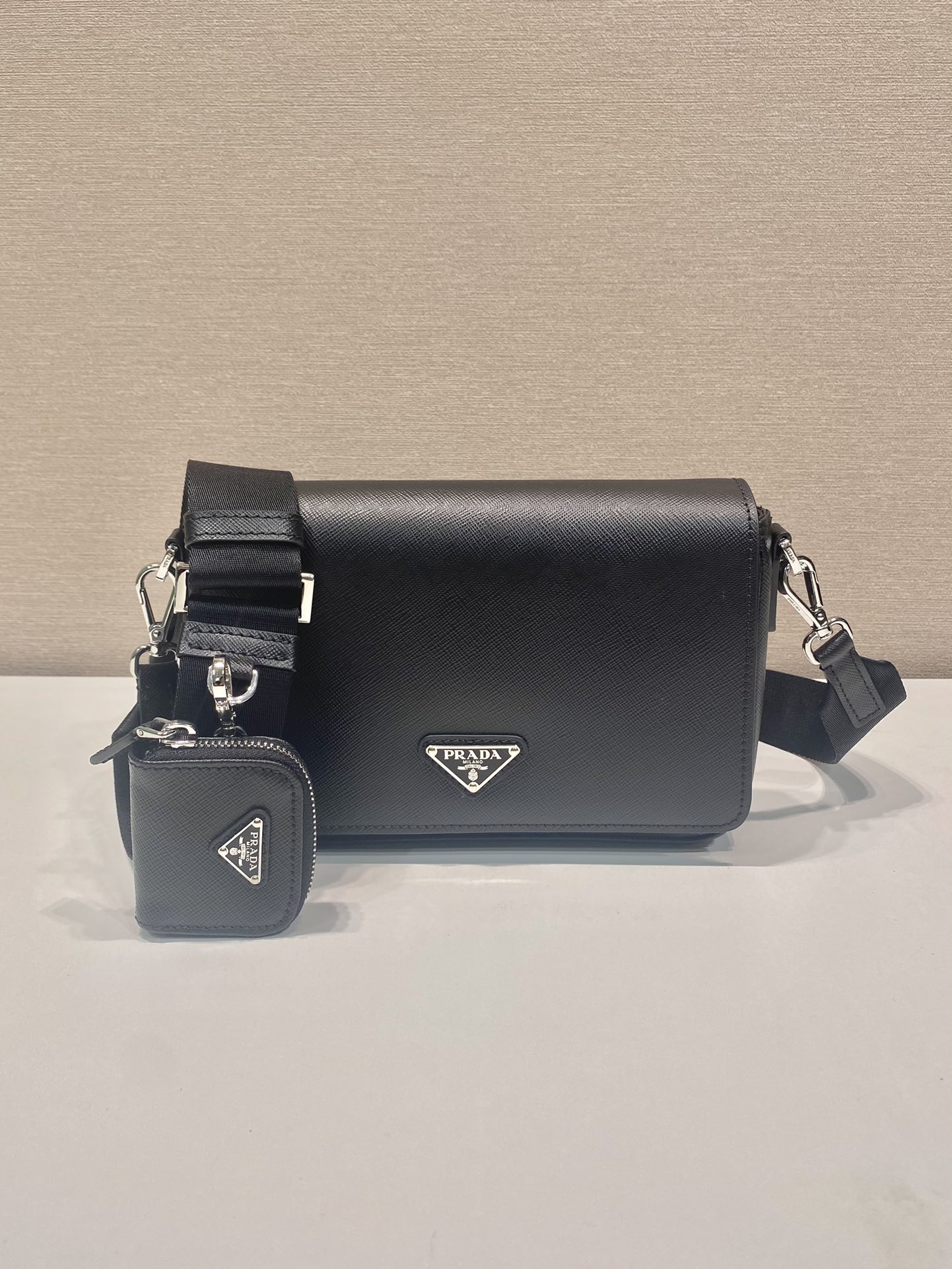 Pra*a saffiano leather shoulder bag