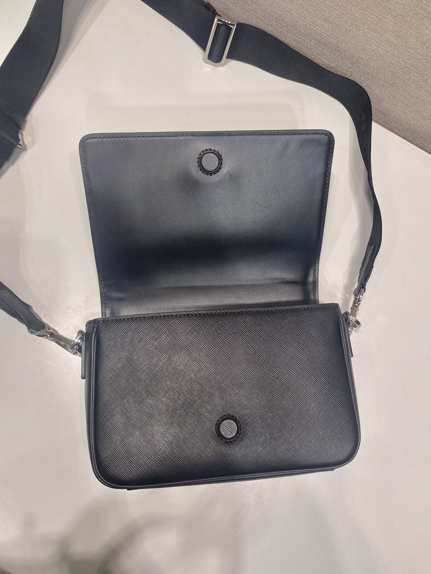 Pra*a saffiano leather shoulder bag