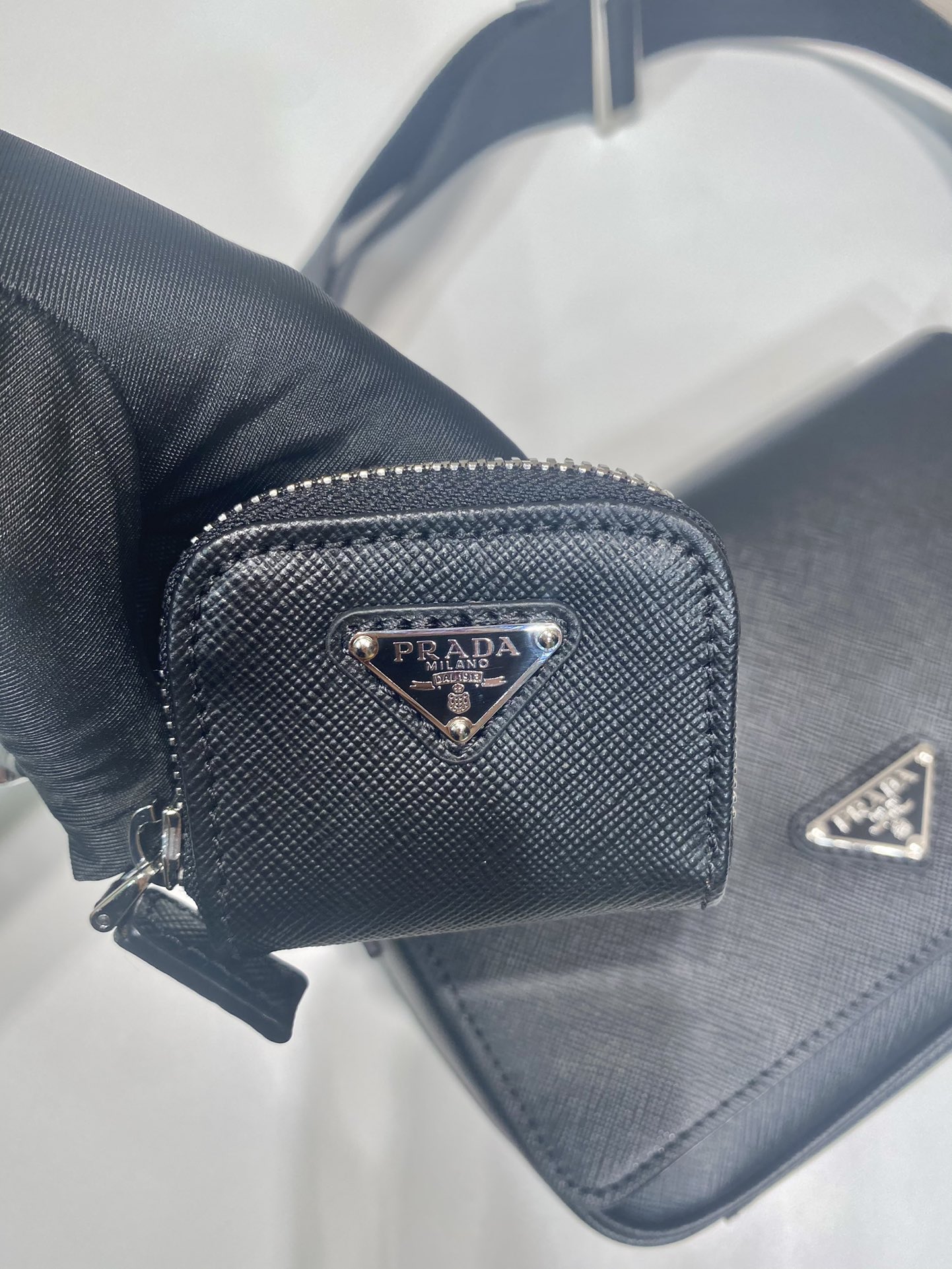 Pra*a saffiano leather shoulder bag