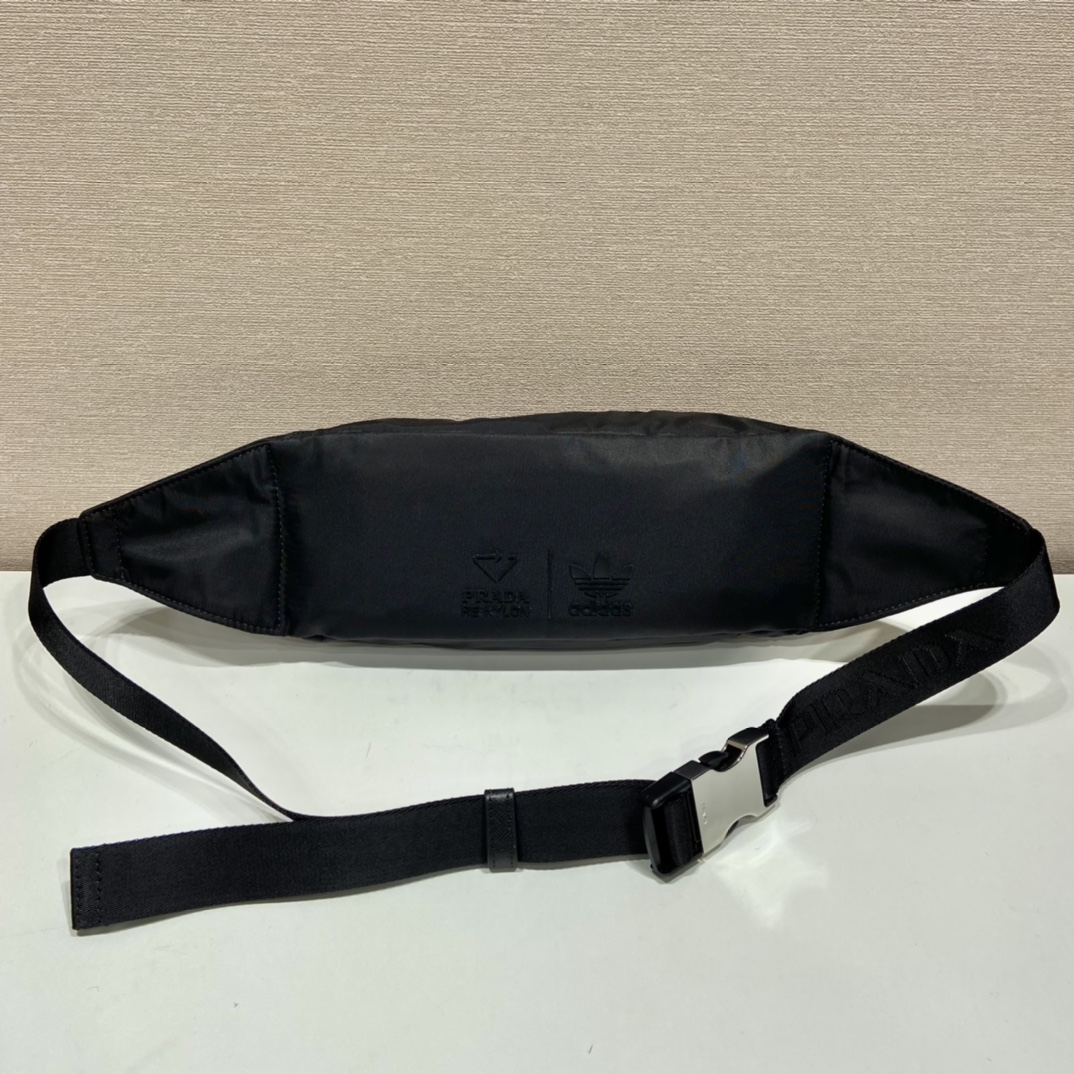 Pra*a black re-nylon and saffiano leather belt bag