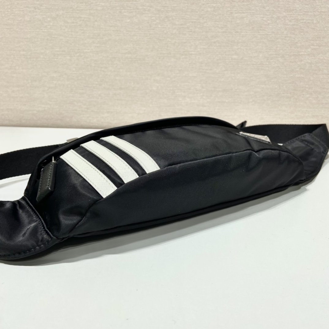 Pra*a black re-nylon and saffiano leather belt bag