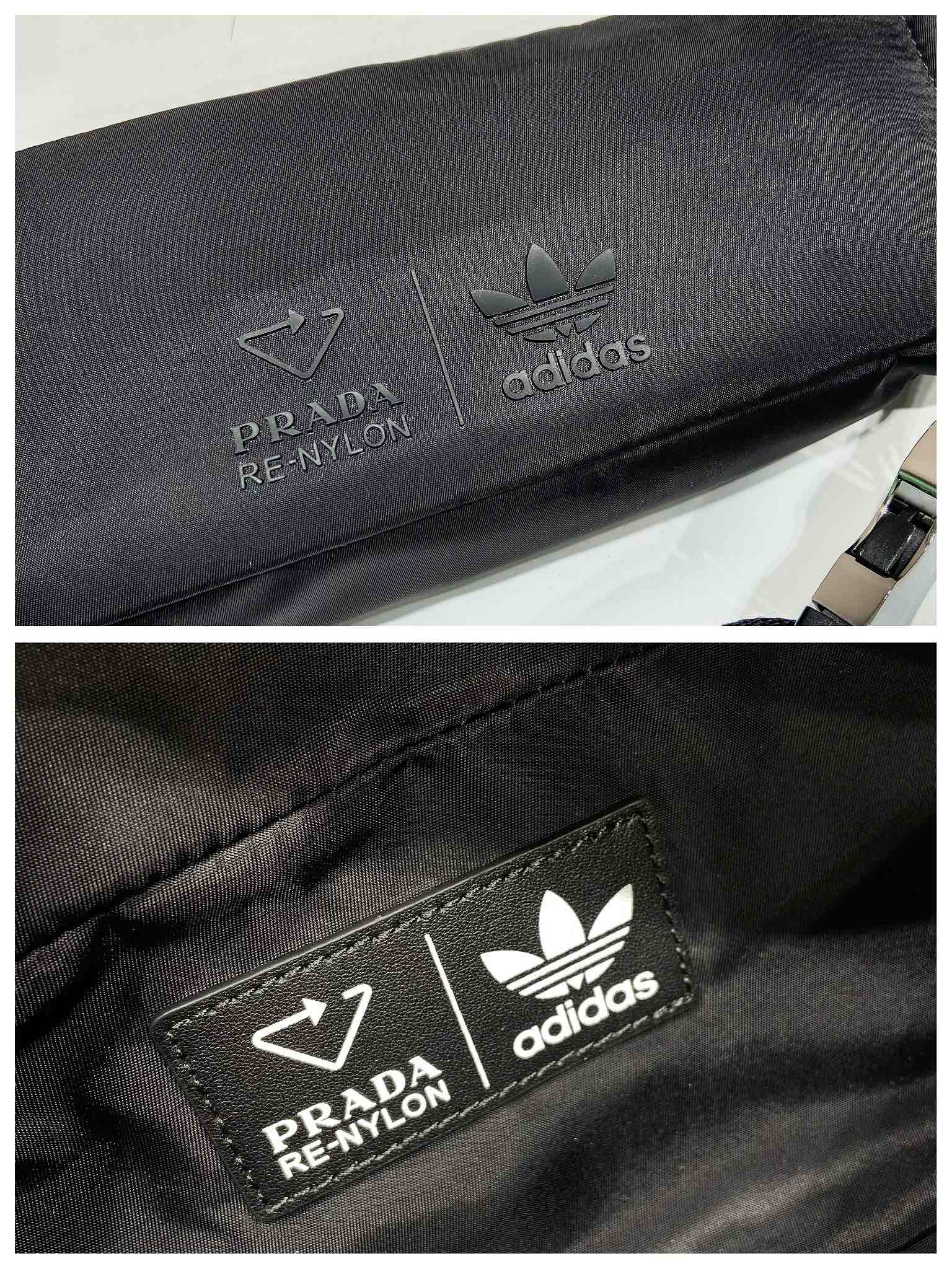 Pra*a black re-nylon and saffiano leather belt bag