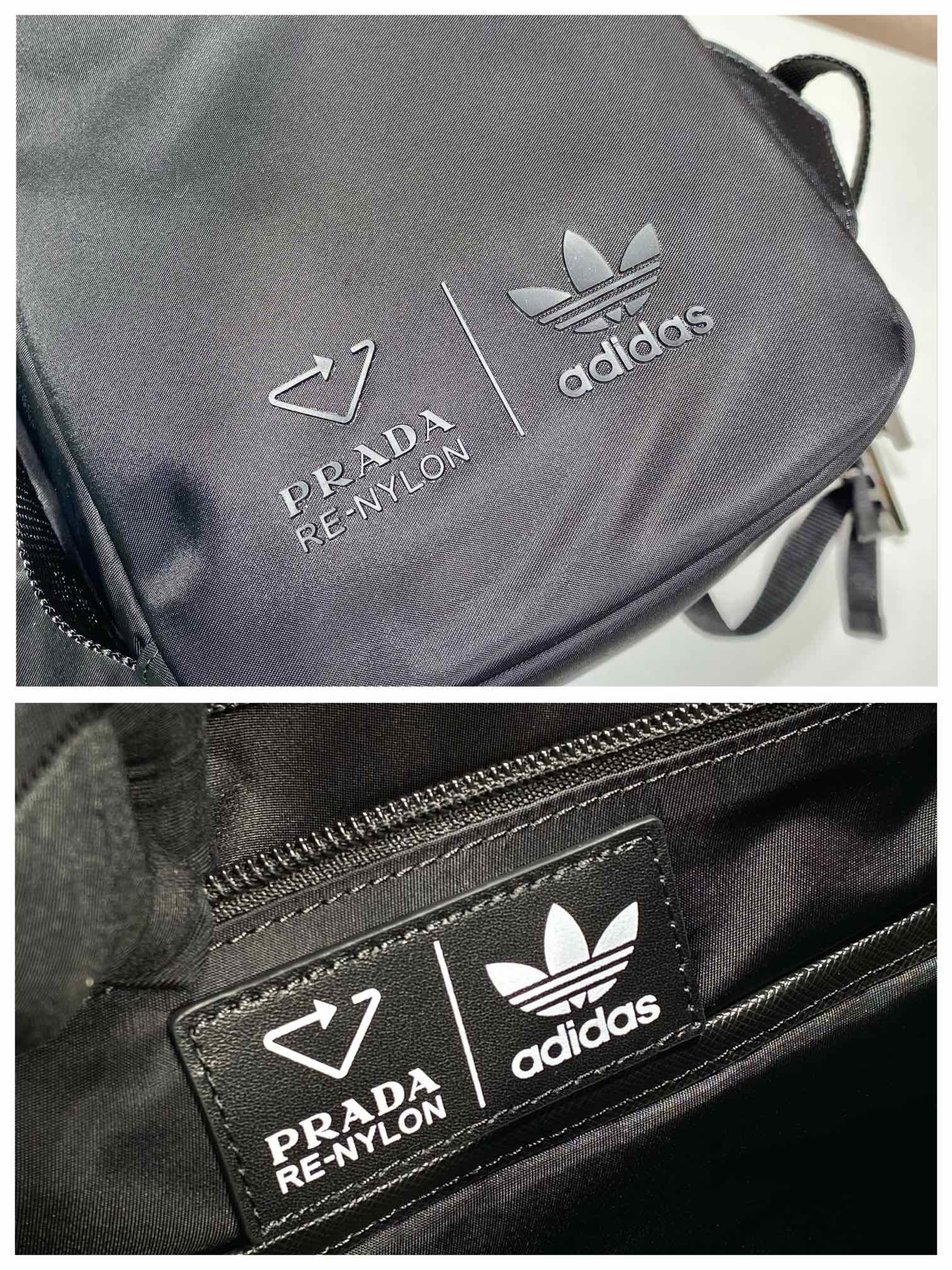 Pra*a black re-nylon and saffiano backpack