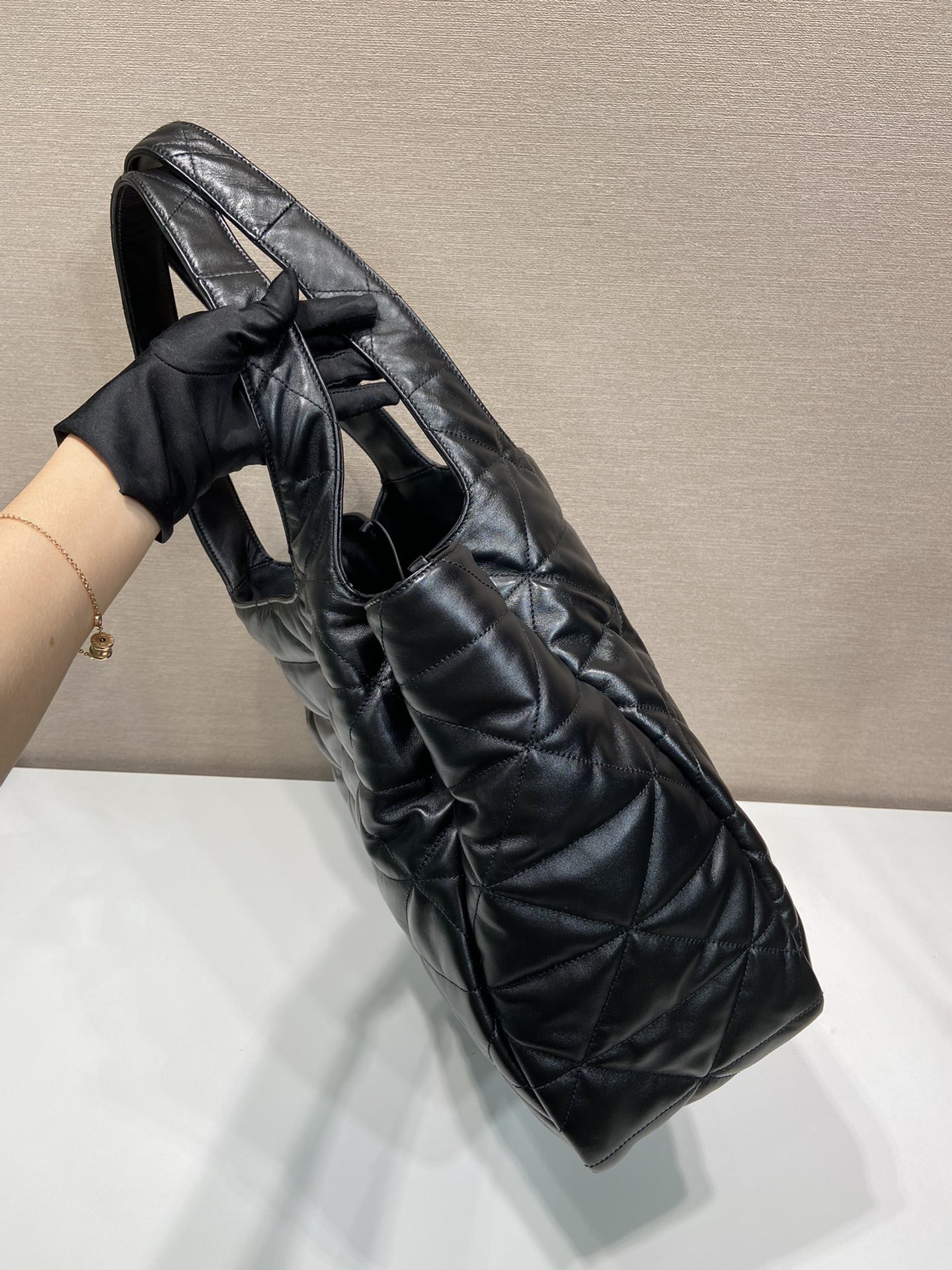 Pra*a large padded leather tote bag