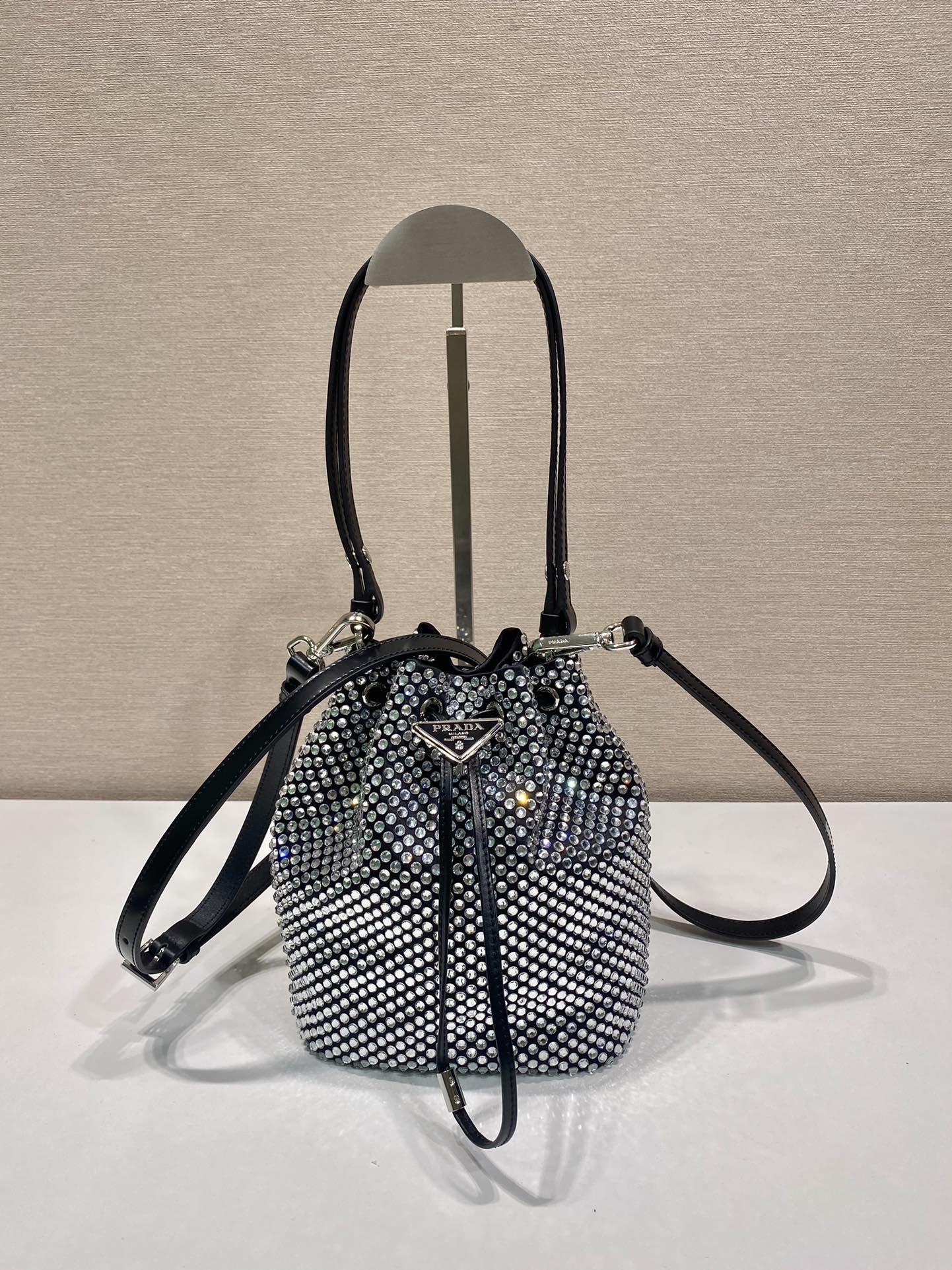 Pra*a satin mini-bag with crystals