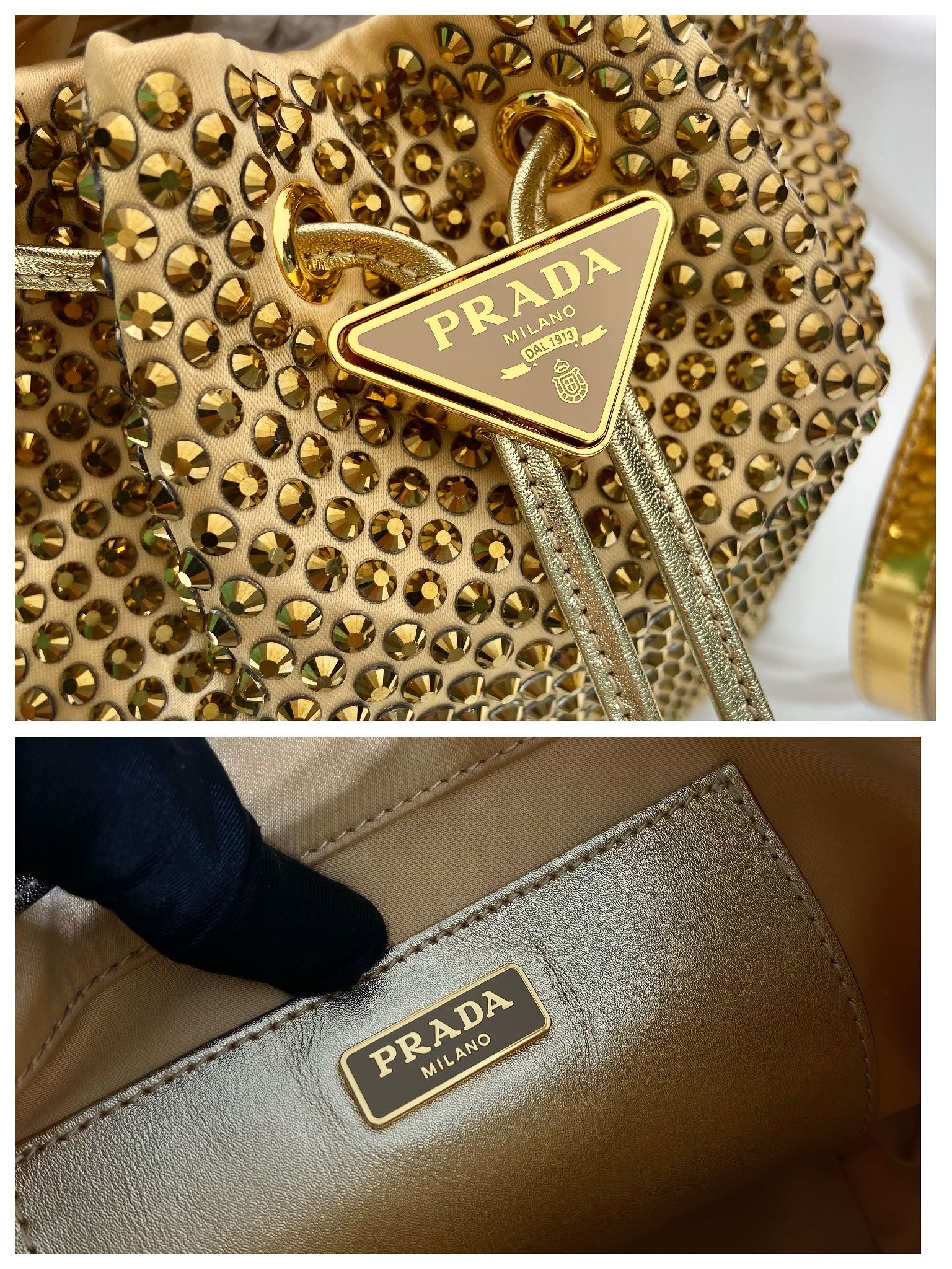 Pra*a satin mini-bag with crystals