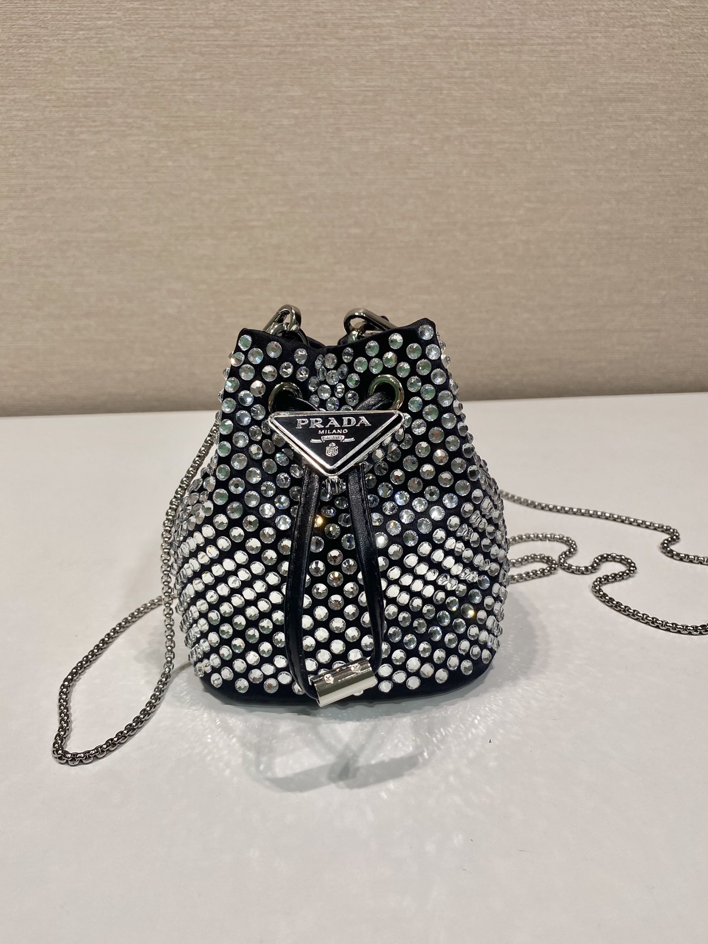 Pra*a crystal embellished satin mini-pouch
