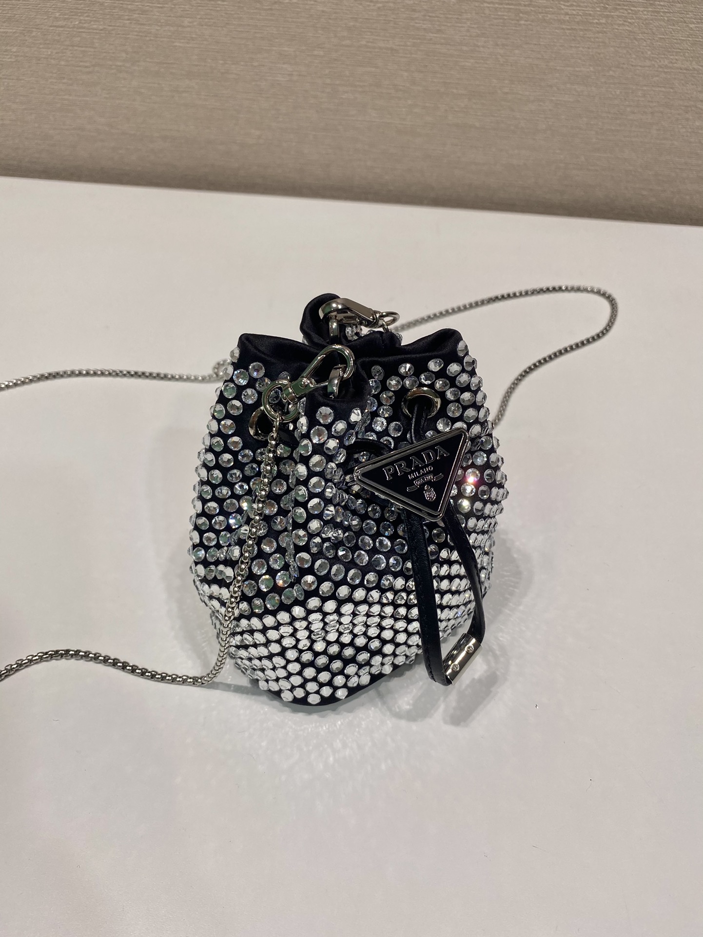 Pra*a crystal embellished satin mini-pouch
