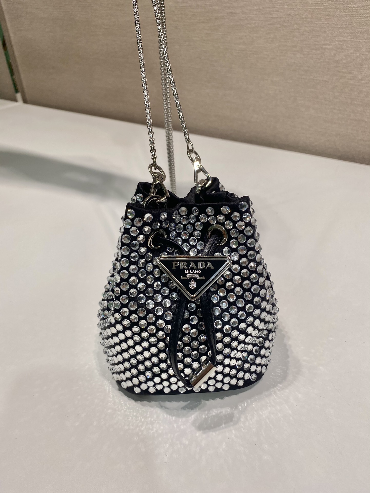 Pra*a crystal embellished satin mini-pouch