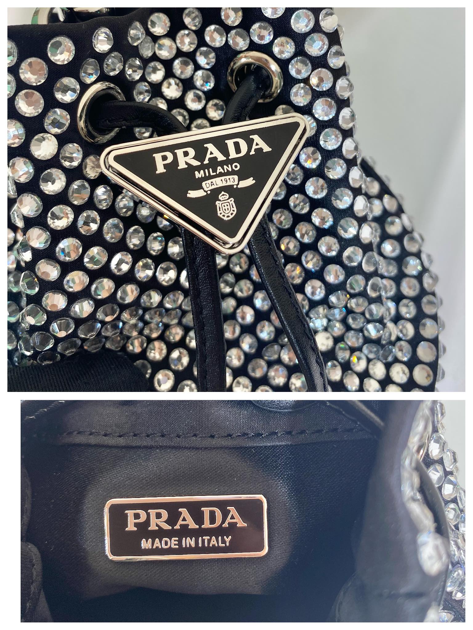 Pra*a crystal embellished satin mini-pouch