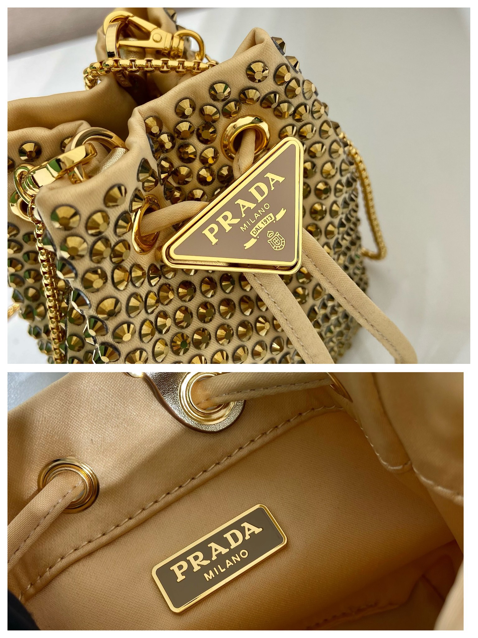 Pra*a crystal embellished satin mini-pouch