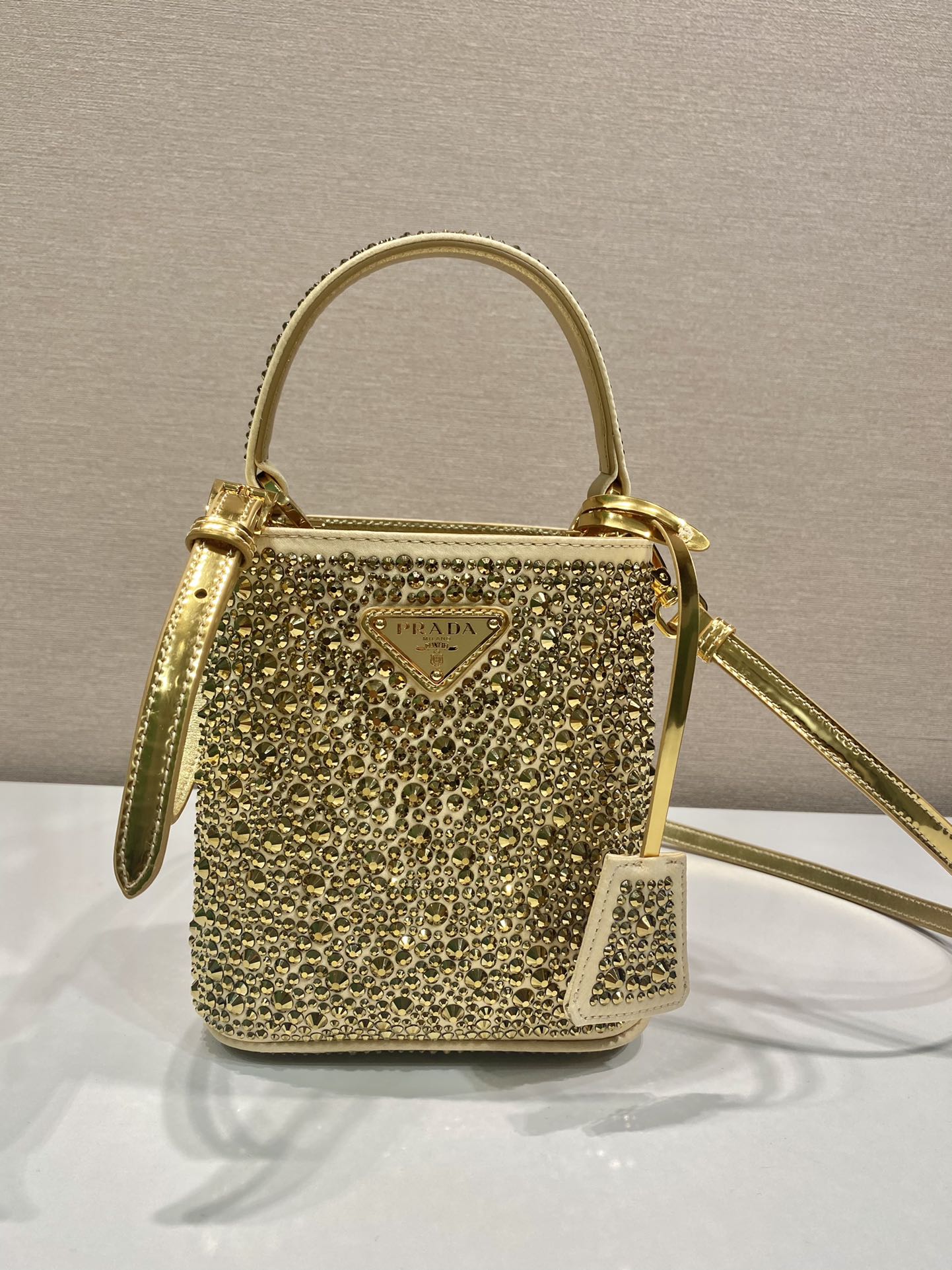 Pra*a panier satin bag with crystals