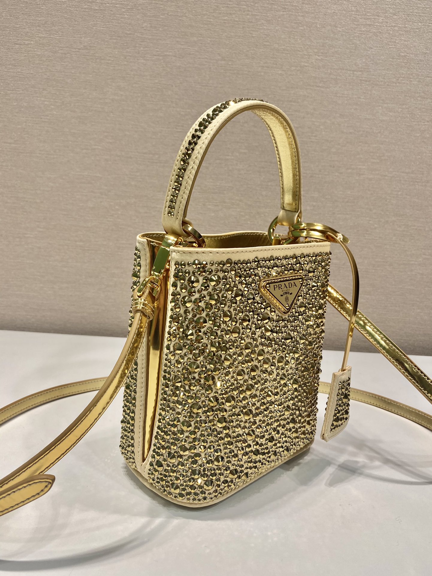 Pra*a panier satin bag with crystals