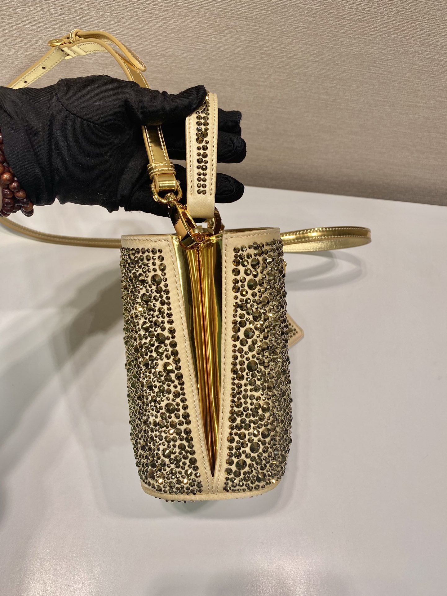 Pra*a panier satin bag with crystals