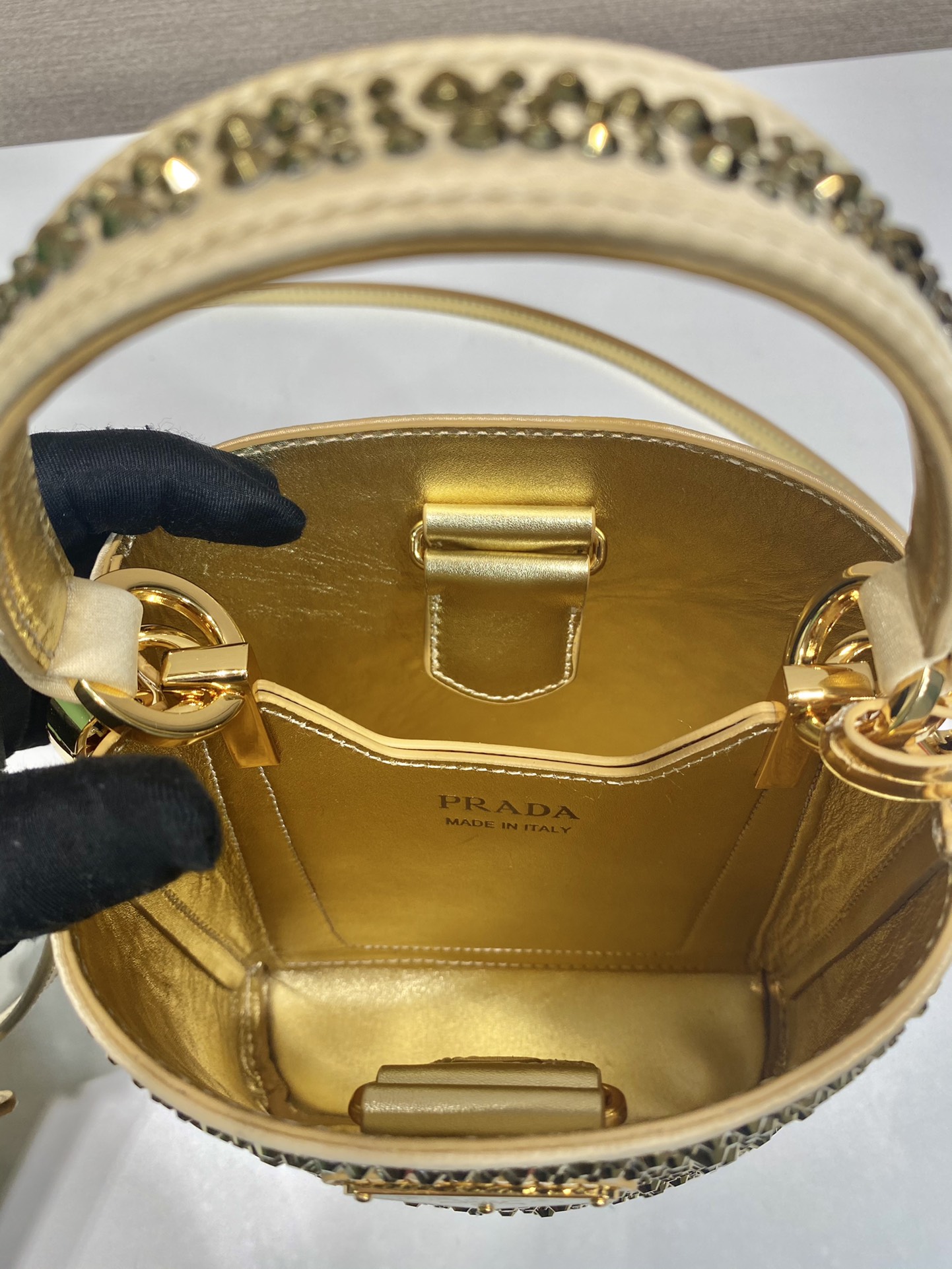 Pra*a panier satin bag with crystals