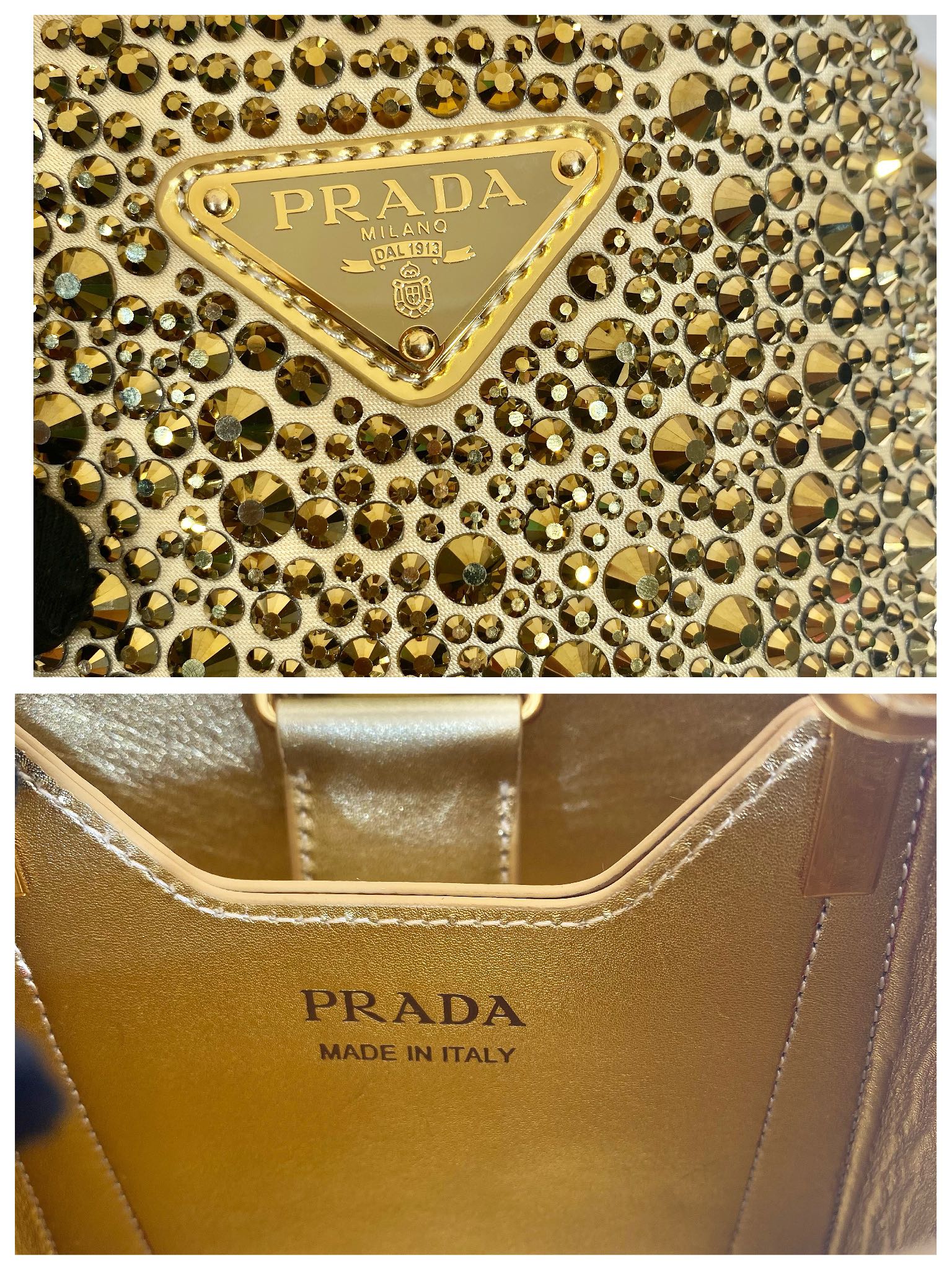 Pra*a panier satin bag with crystals