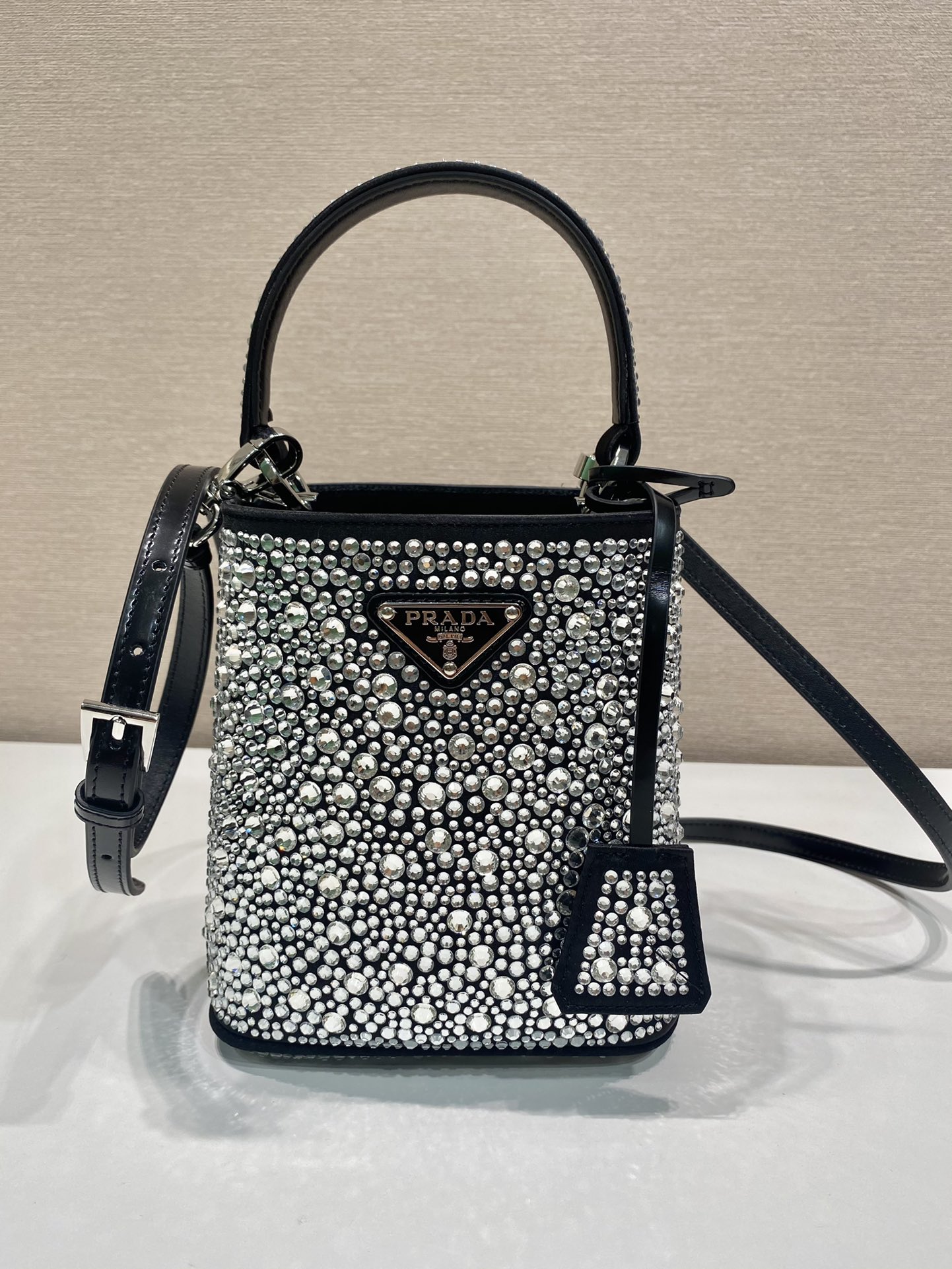 Pra*a panier satin bag with crystals
