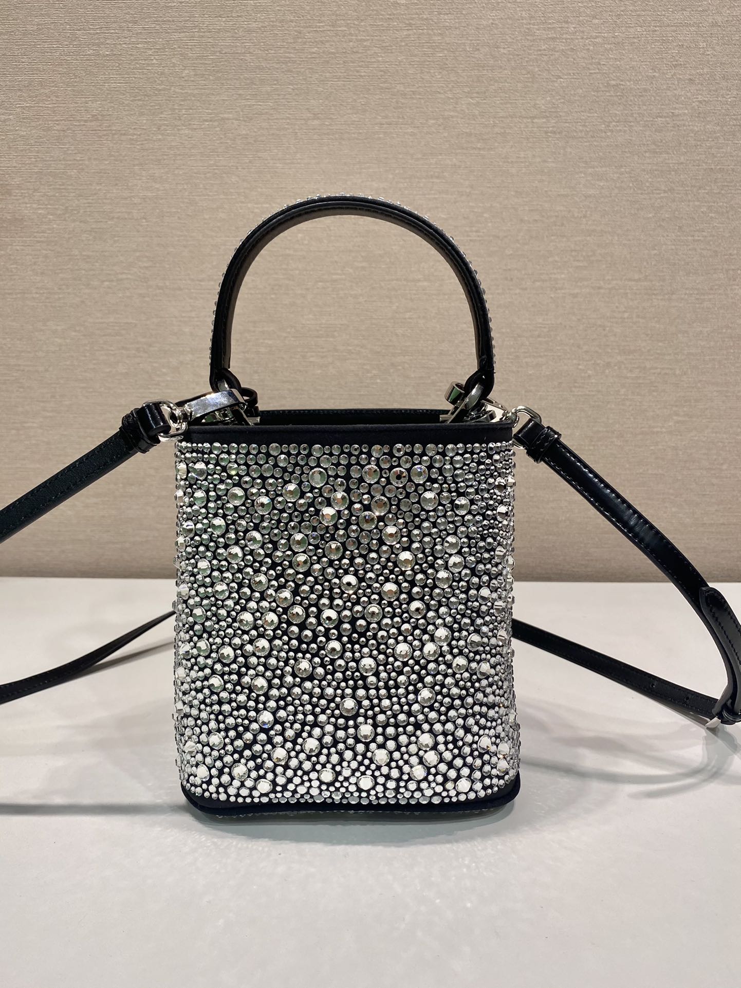 Pra*a panier satin bag with crystals