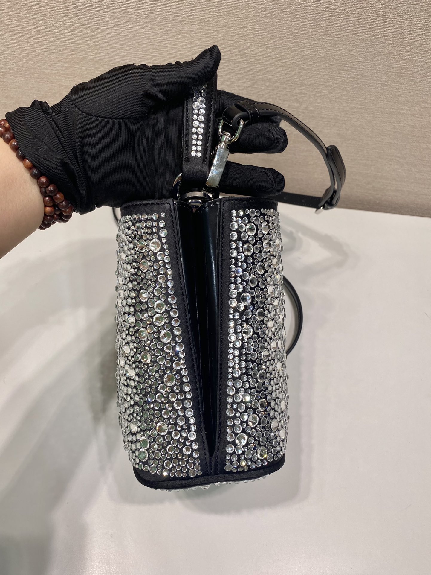 Pra*a panier satin bag with crystals