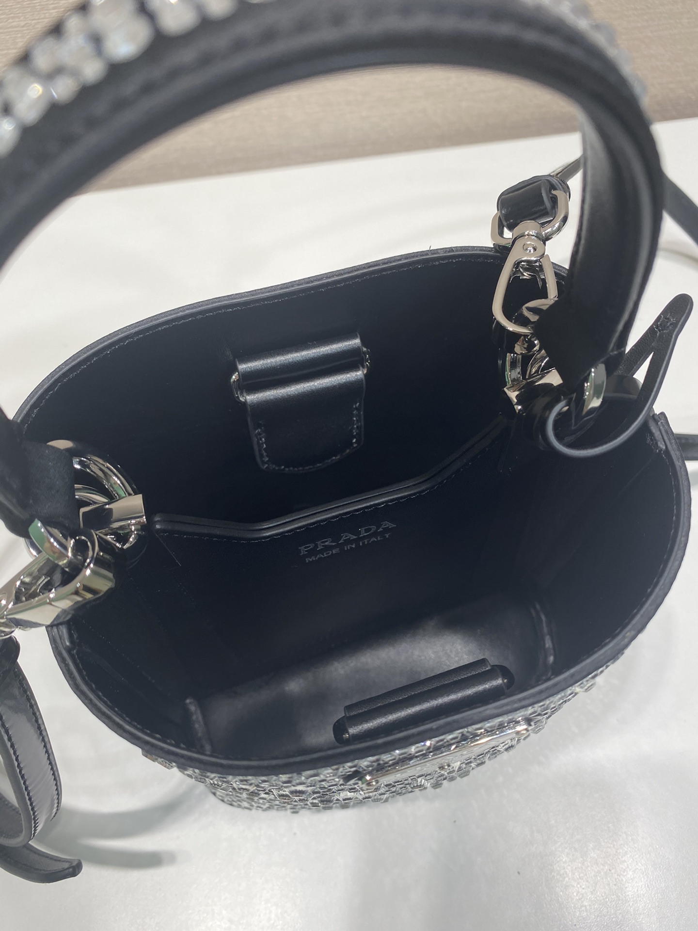 Pra*a panier satin bag with crystals