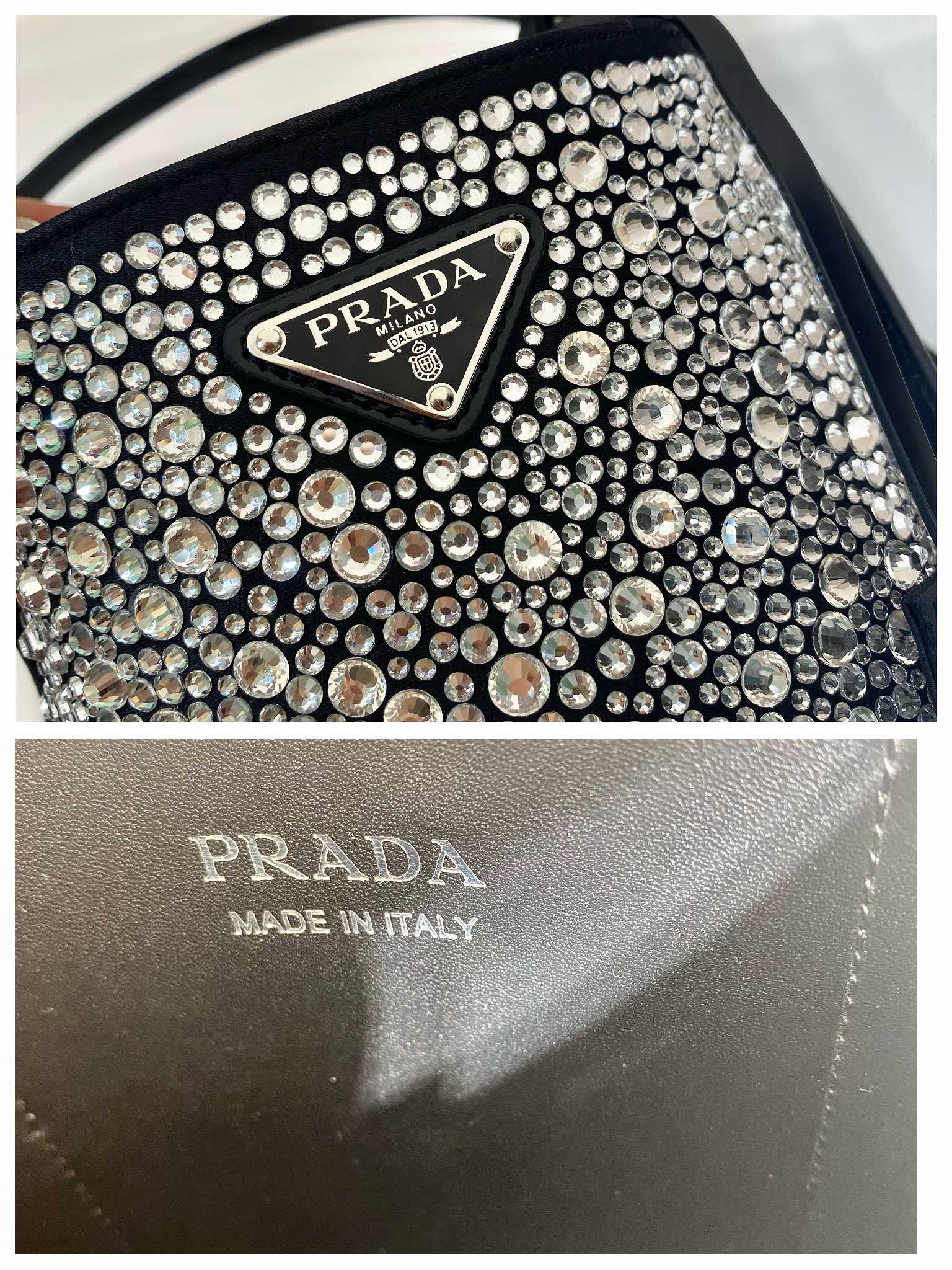 Pra*a panier satin bag with crystals